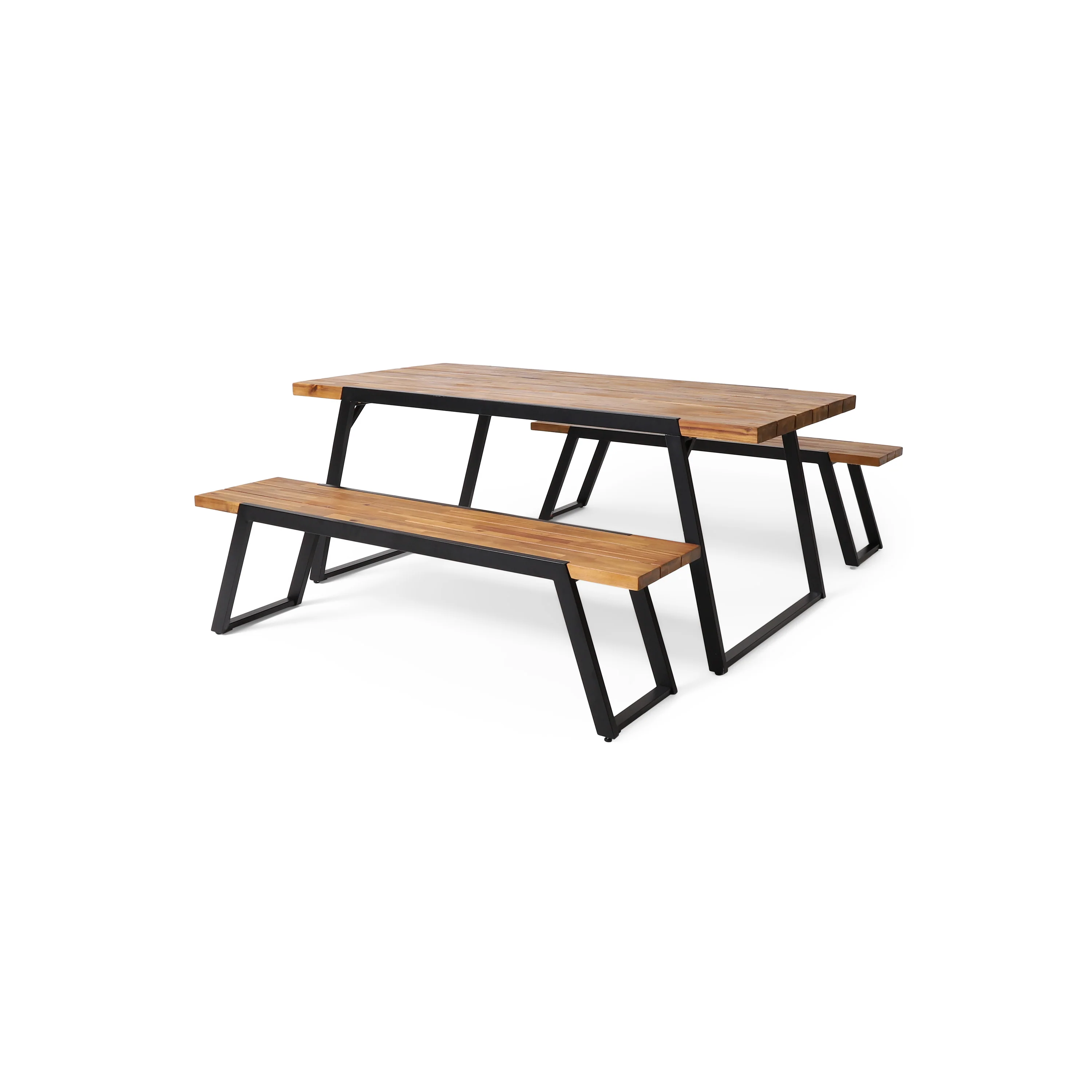 Gebo Outdoor Modern Acacia Wood 3 Piece Picnic Set - furnishings