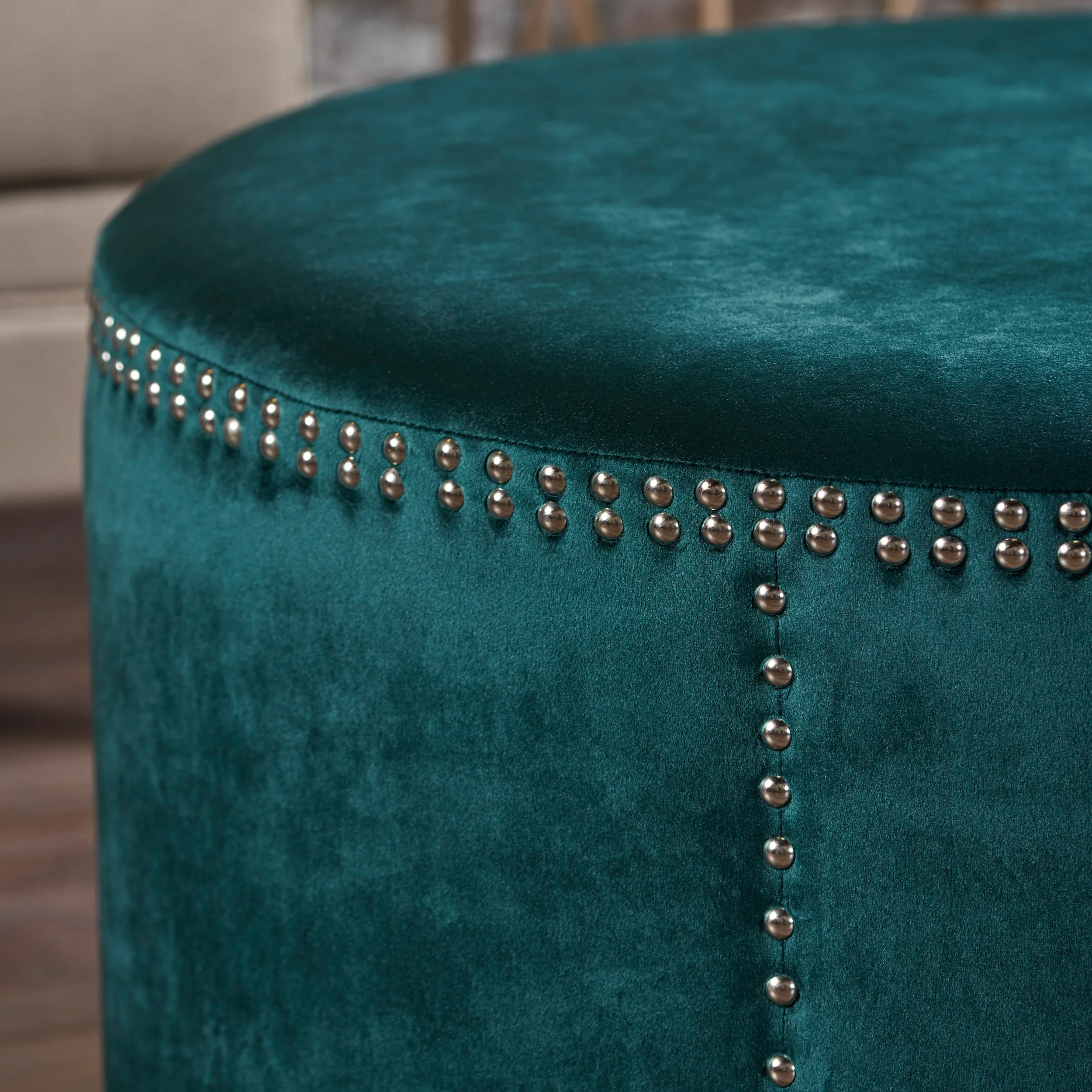 Jesper Studded New Velvet Ottoman - furnishings