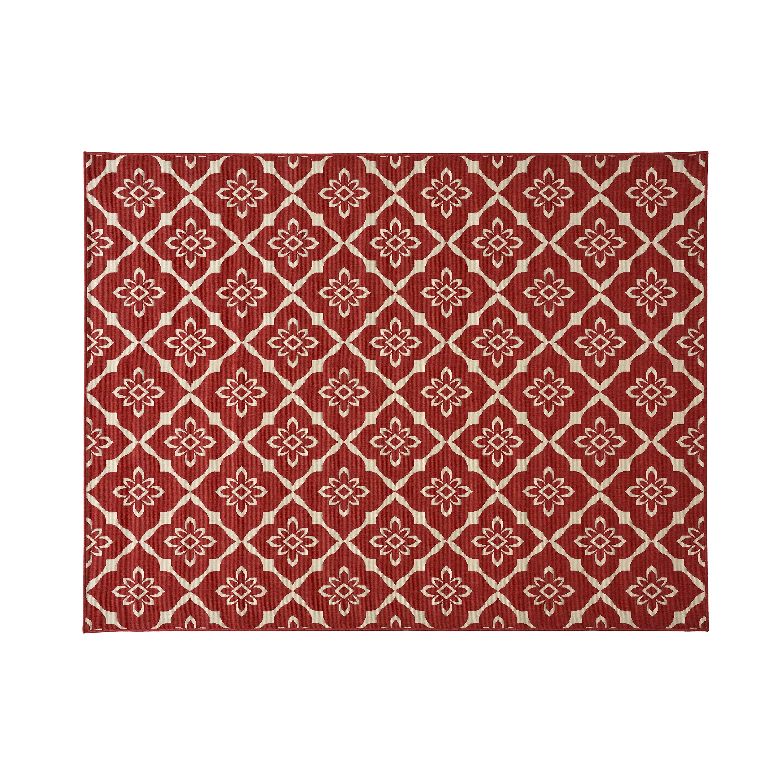 Eluzer Outdoor Trellis Area Rug, Red and Ivory - furnishings