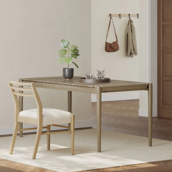Tellin Acacia Wood 6 Seater Dining Table, Light Ash - furnishings