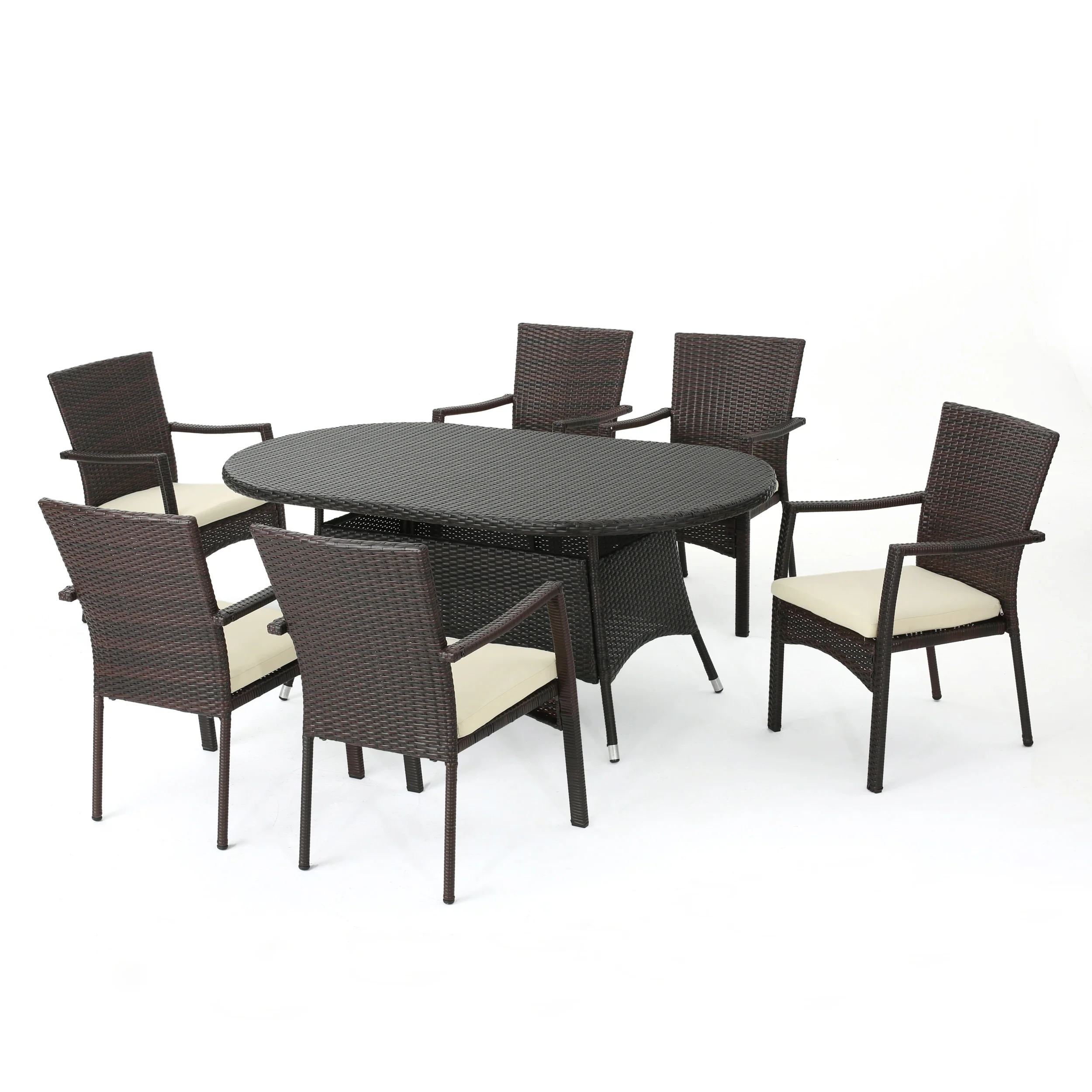 Lancaster Outdoor 7-piece Wicker Dining Set with Cushions - furnishings