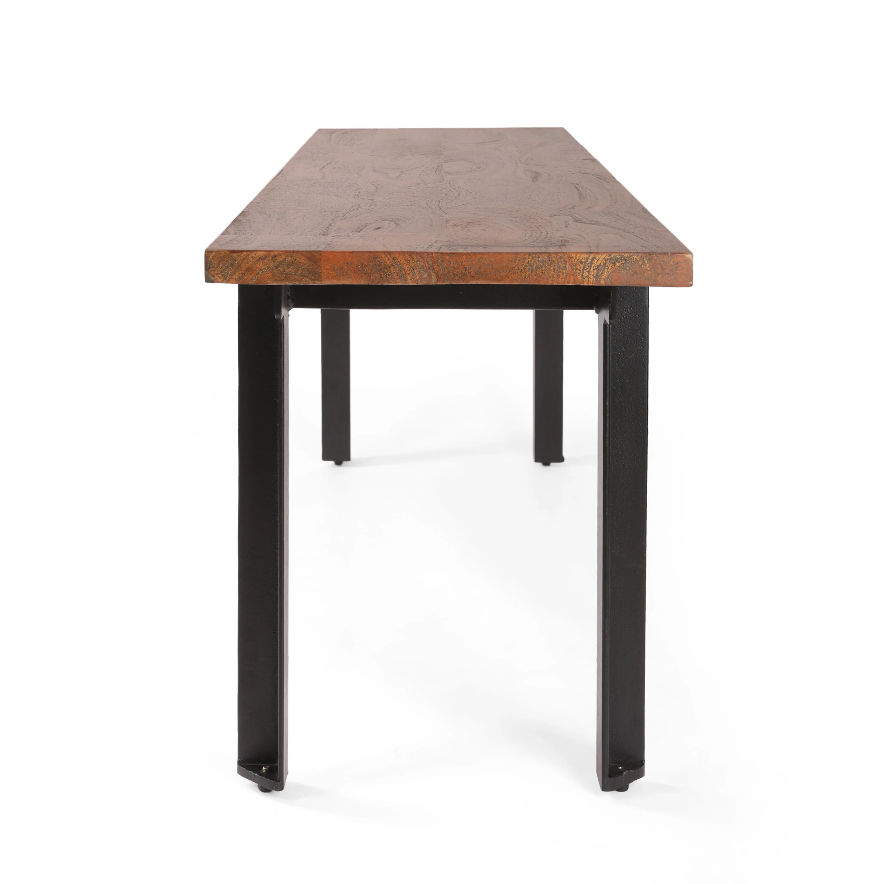 Meridan Modern Industrial Handmade Mango Wood Dining Bench, Country Brown and Black - furnishings