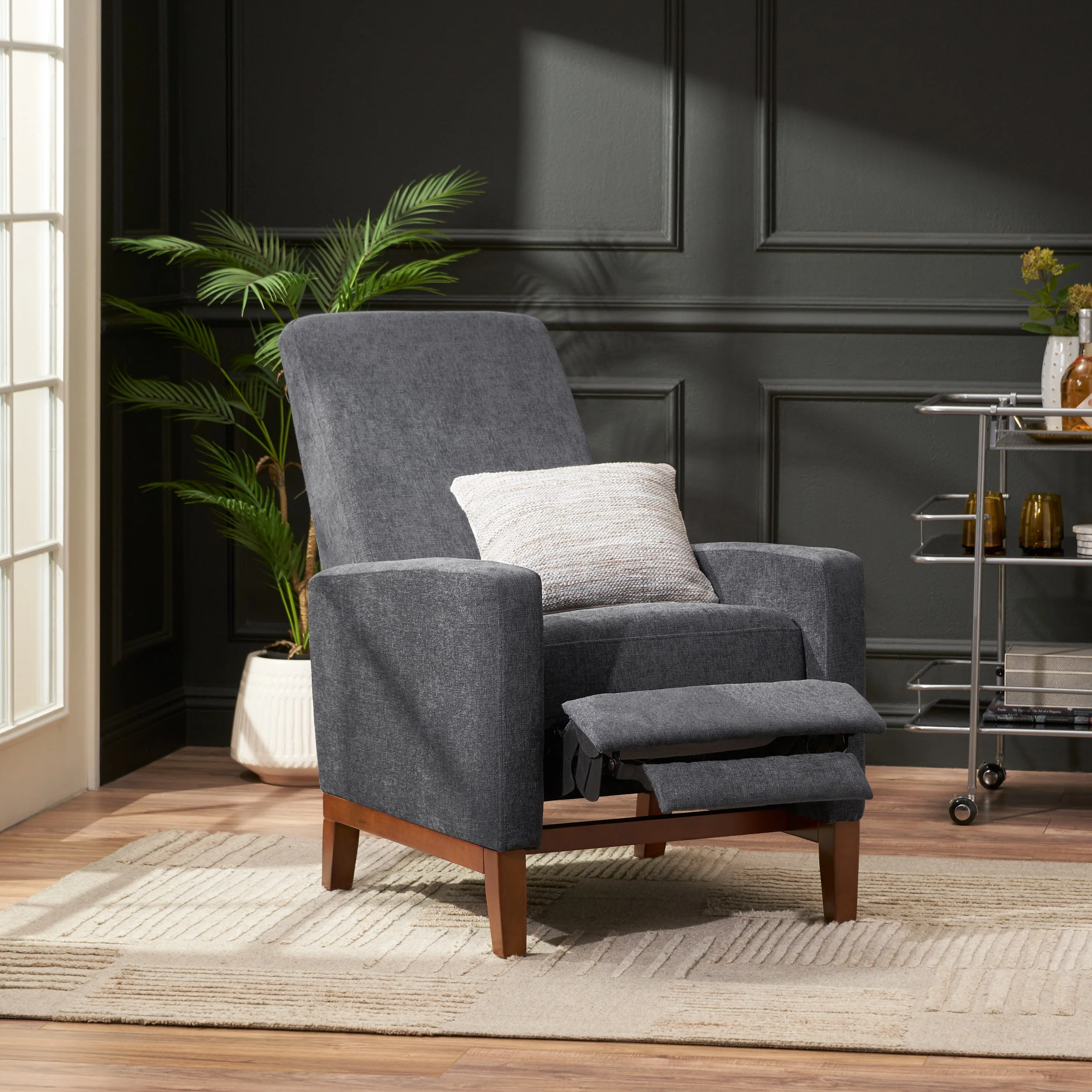 Plevna Contemporary Fabric Upholstered Pushback Recliner - furnishings