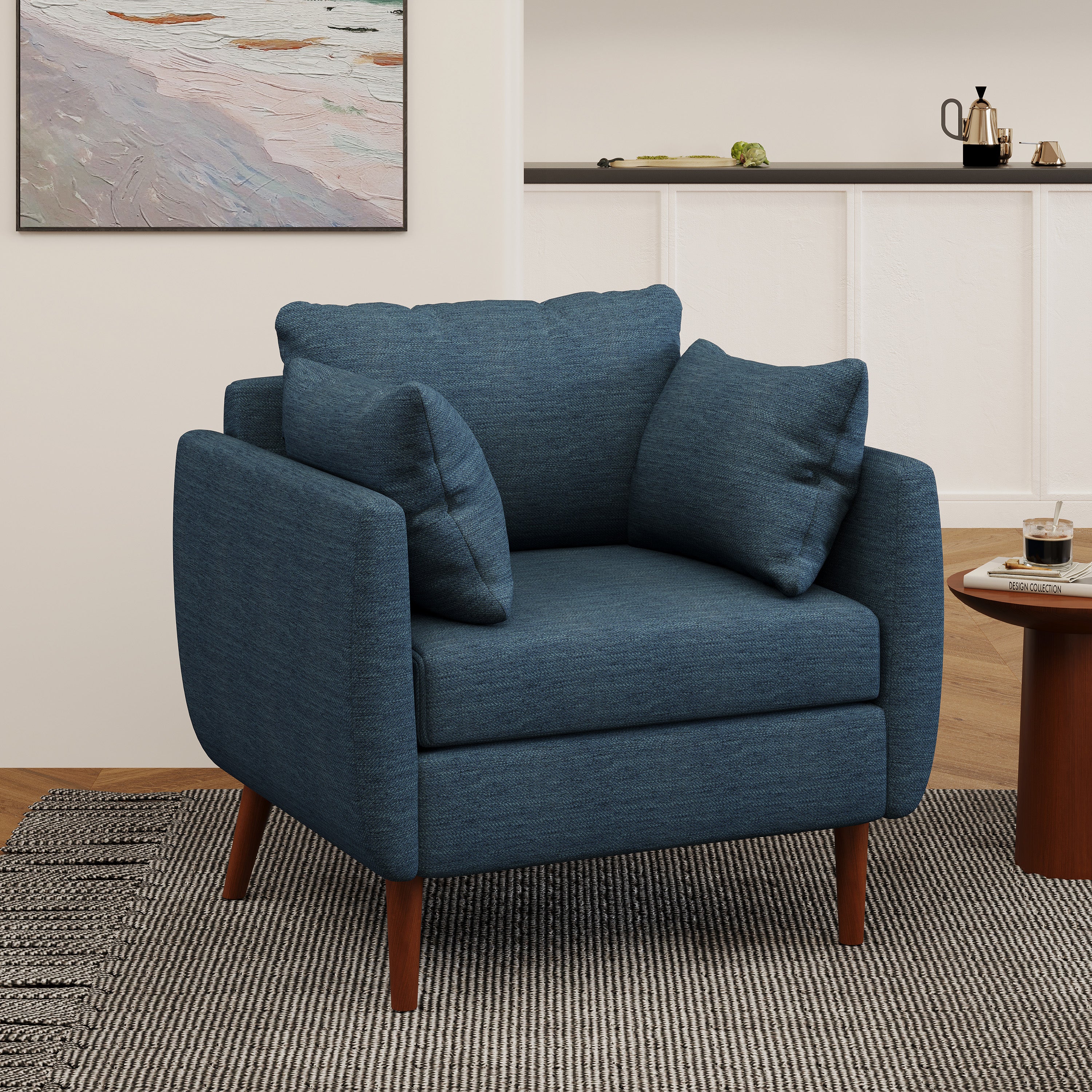 Viewland Contemporary Fabric Upholstered Club Chair with Accent Pillows - furnishings