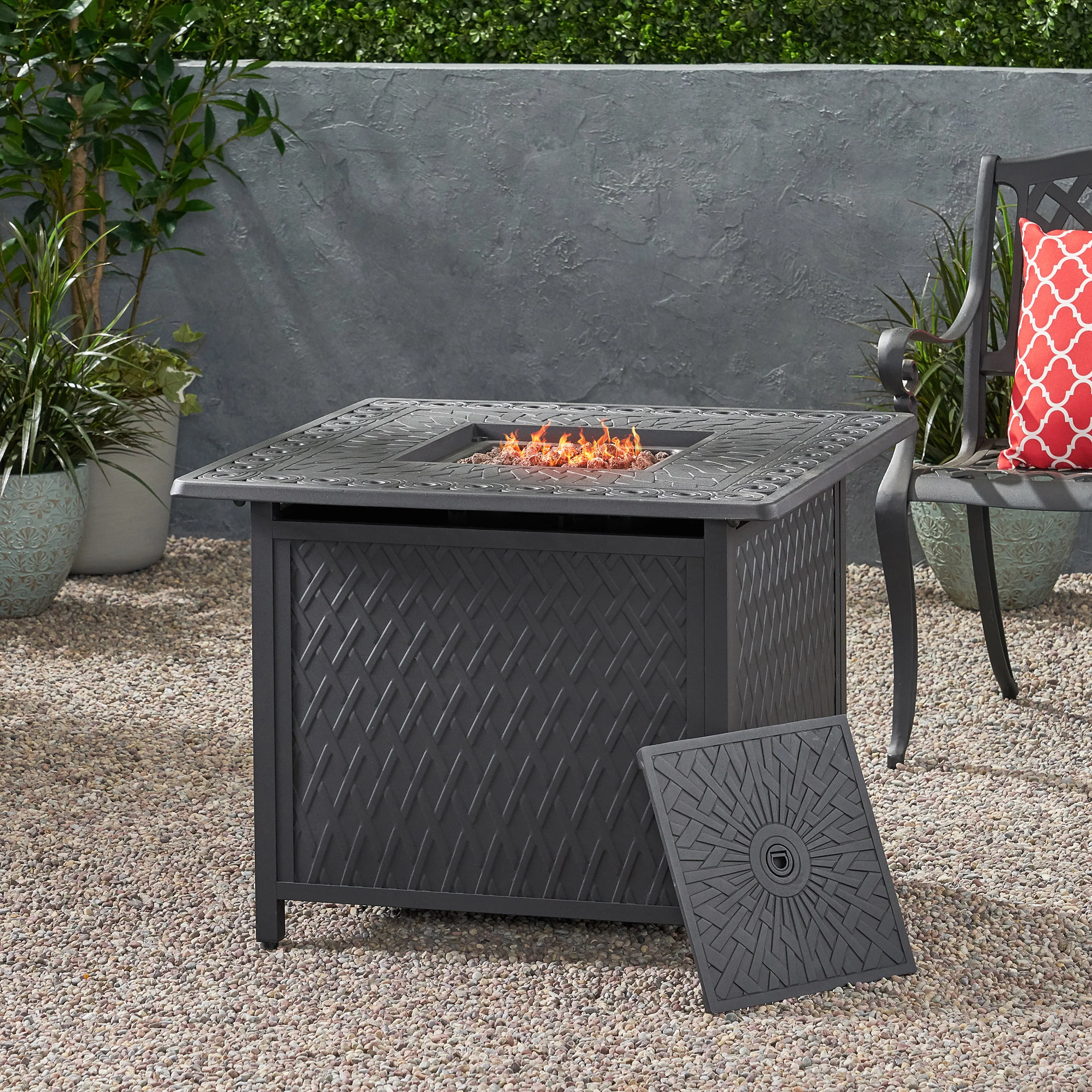 Weston Square Aluminum Propane Fire Pit - furnishings