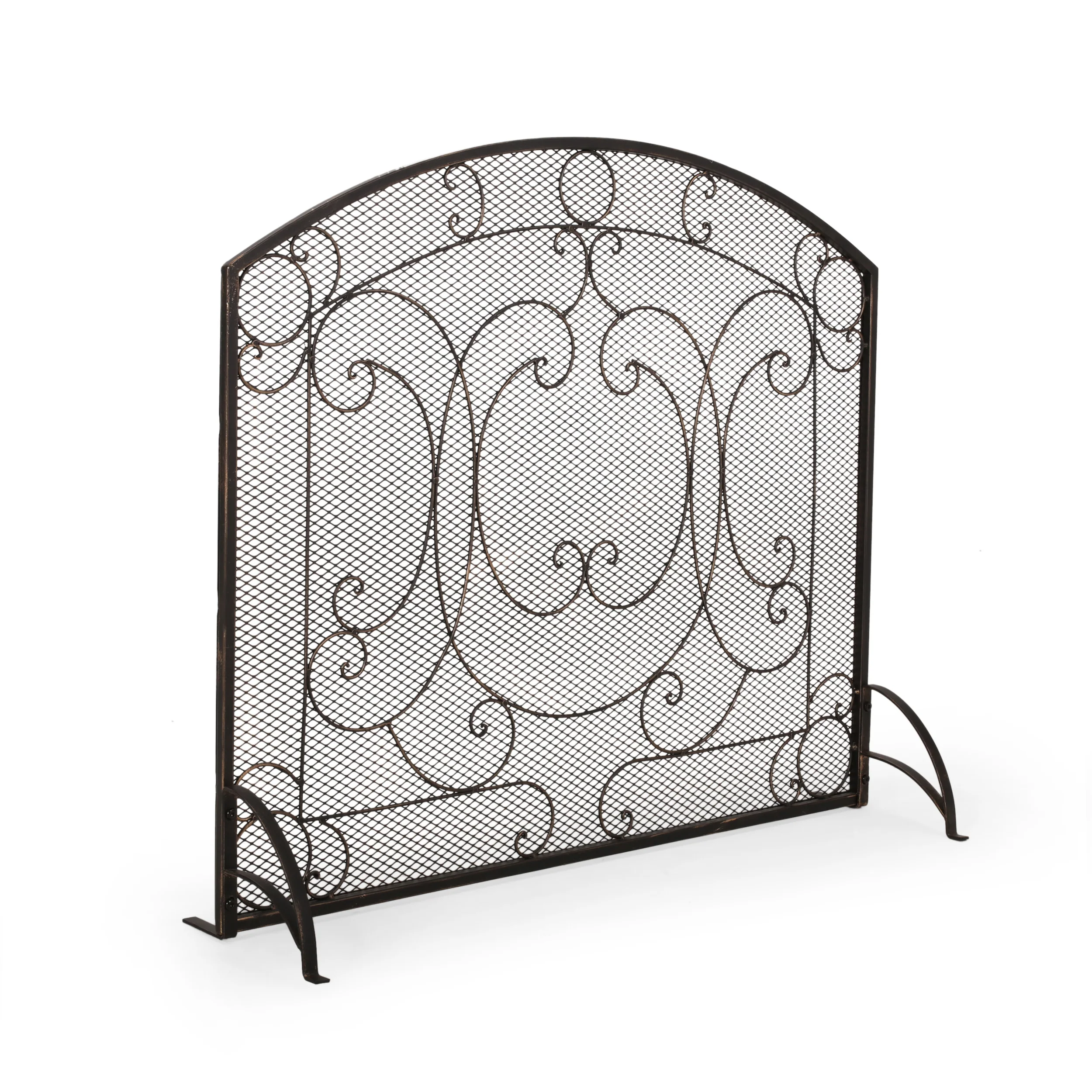Griffin Contemporary Iron Fireplace Screen - furnishings