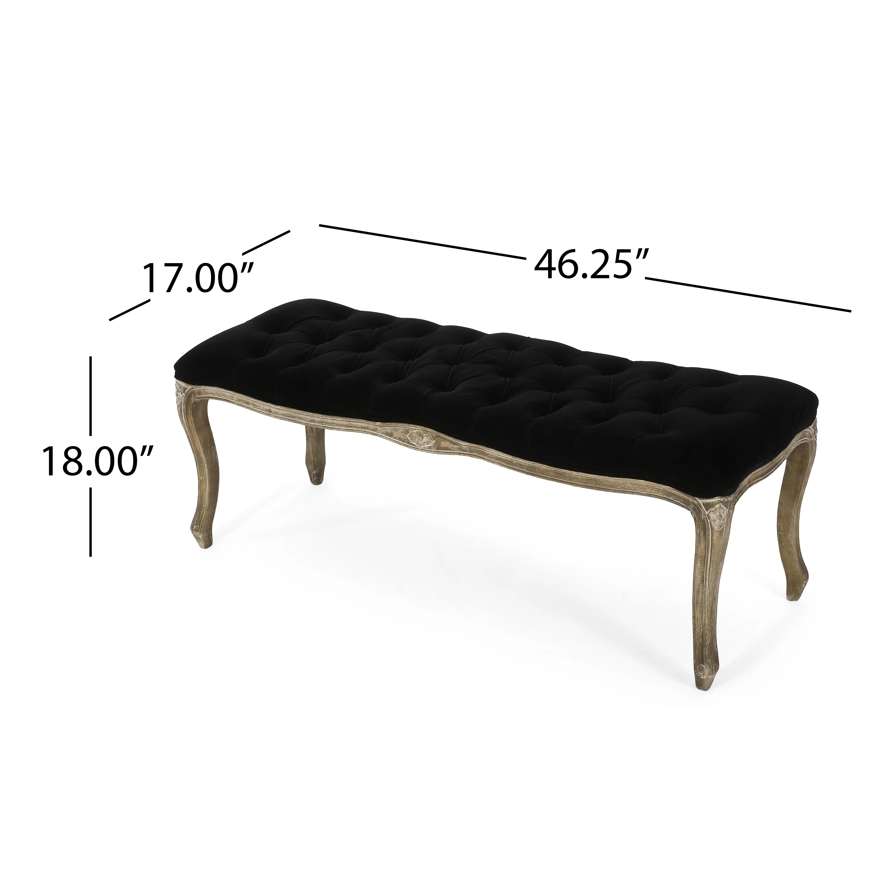 Francis Traditional Button Tufted Velvet Bench - furnishings