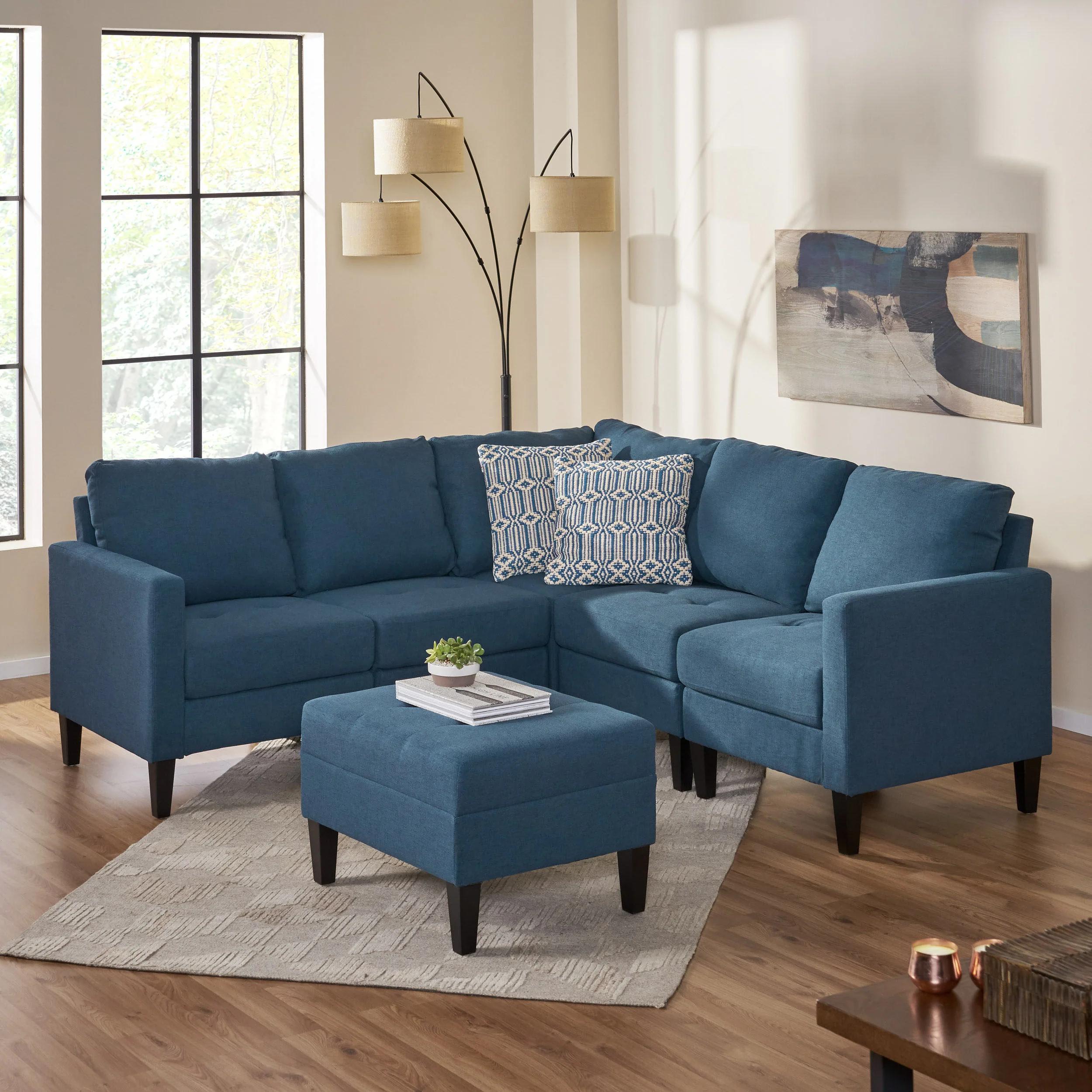 Bridger Fabric Sectional Couch with Ottoman - furnishings