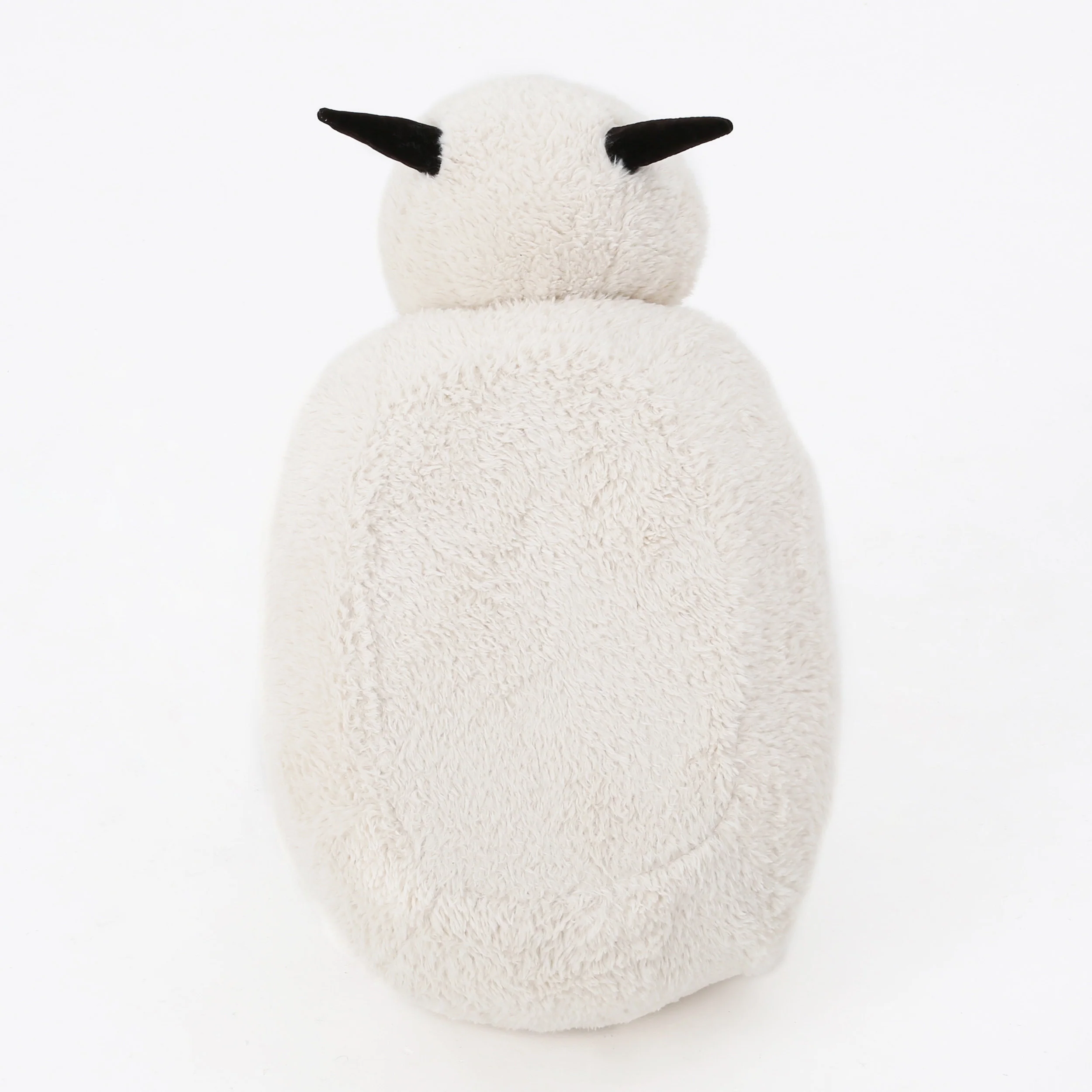 Pearcy Modern White Faux Fur Sheep Ottoman with Tapered Wood Legs - furnishings