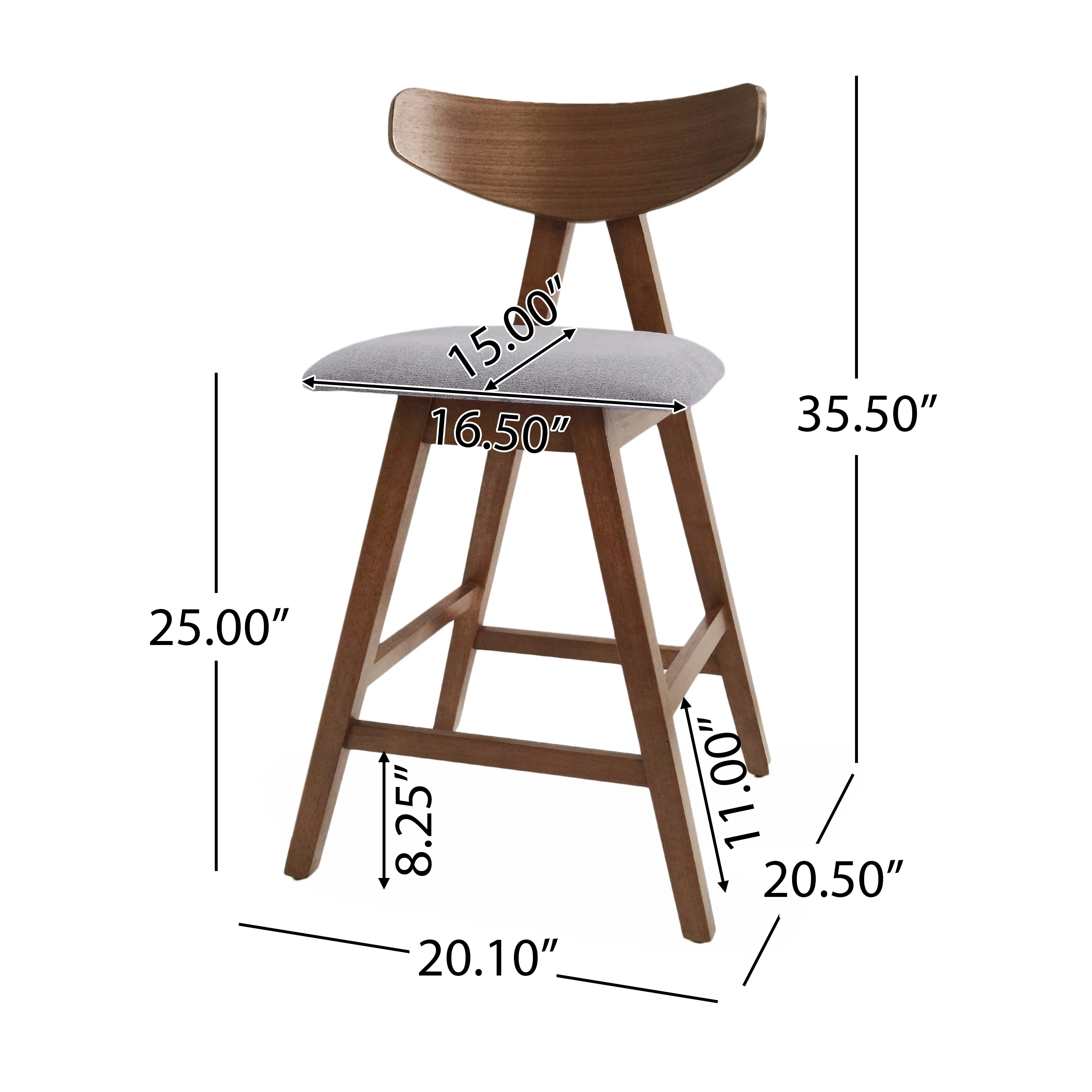 Sunapee Mid Century Modern Fabric Upholstered Wood 25 Inch Counter Stools (Set of 2) - furnishings