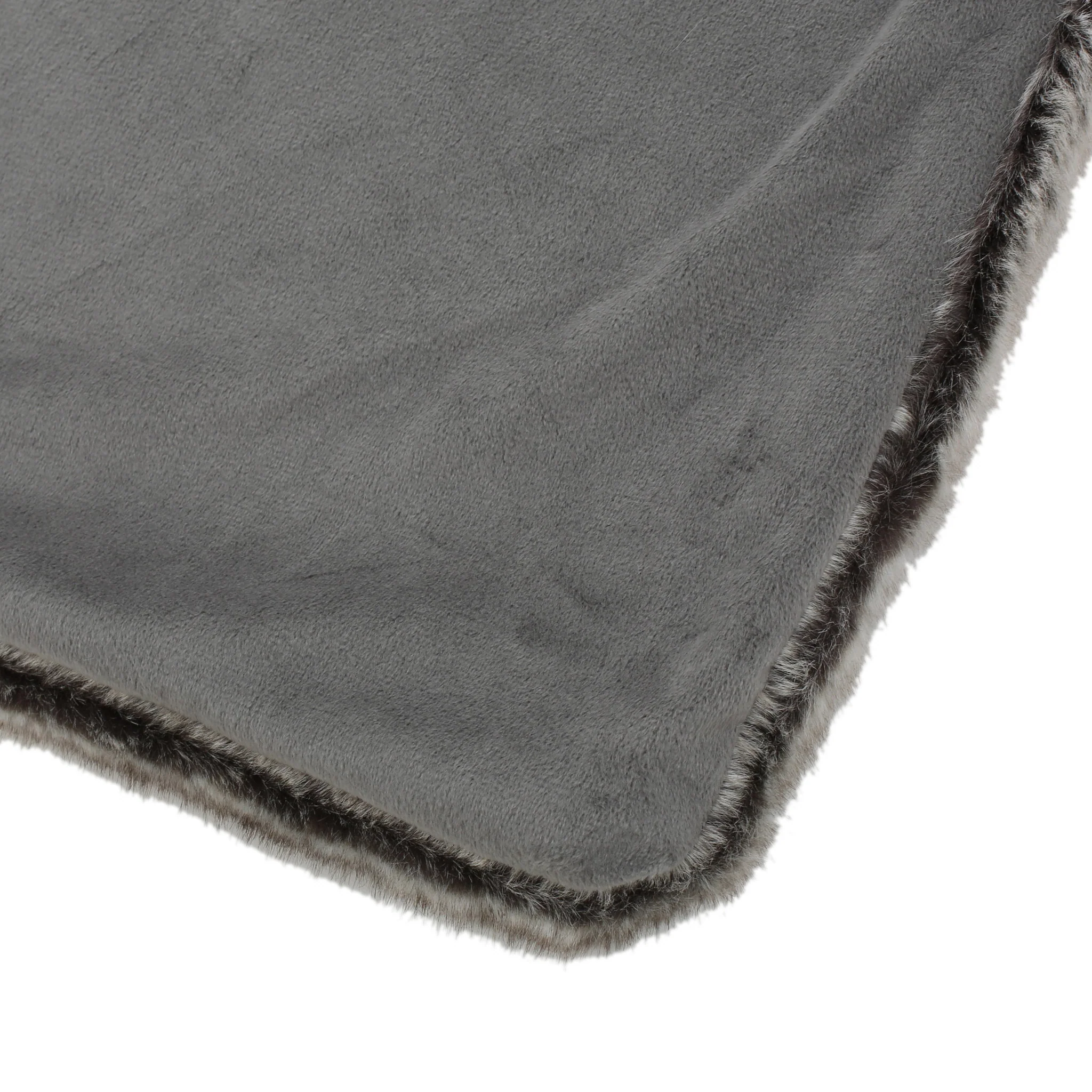 Tuscan Modern Glam Striped Faux Fur Throw Blanket - furnishings