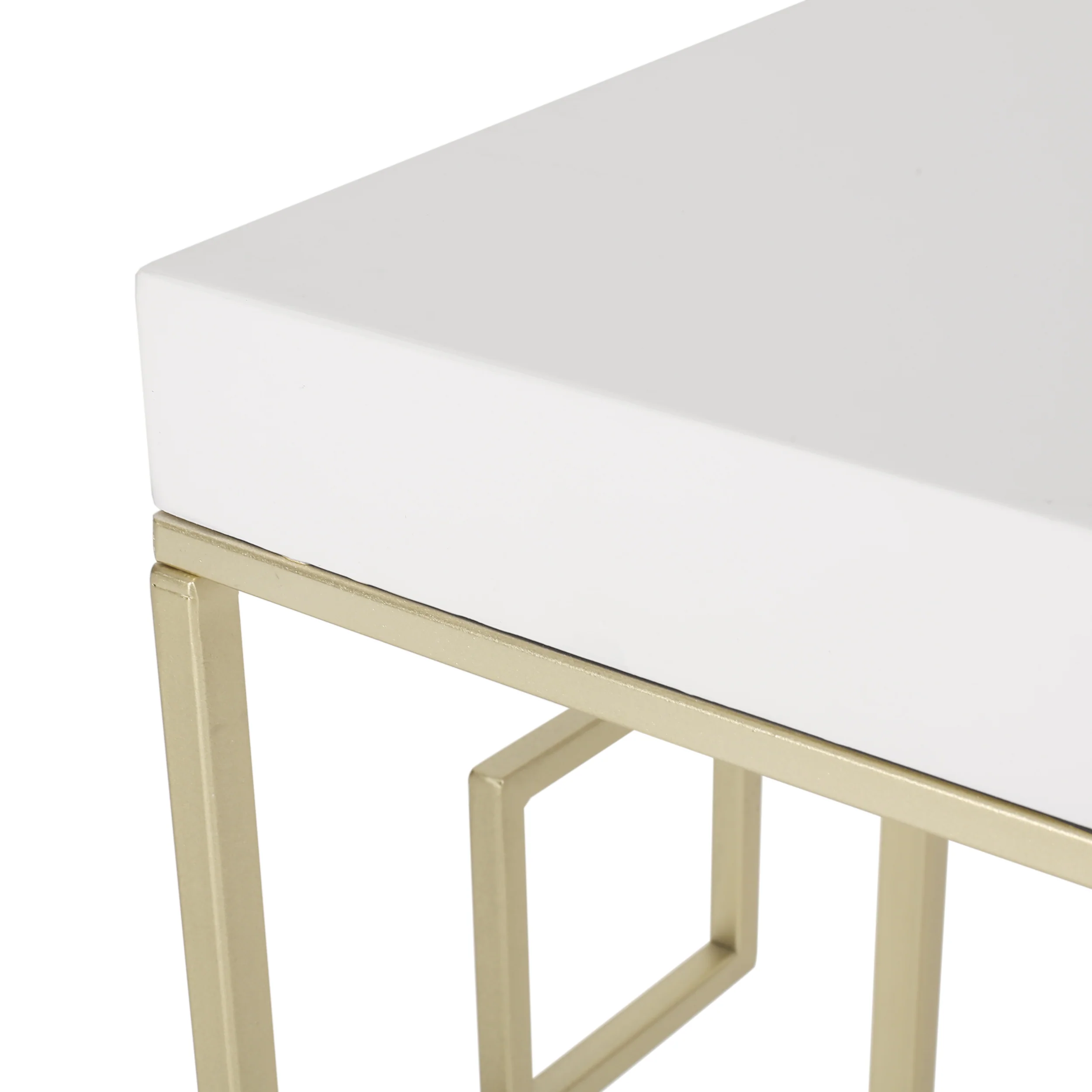 Filly Modern Glam Geometric Console Table, Gold and White - furnishings