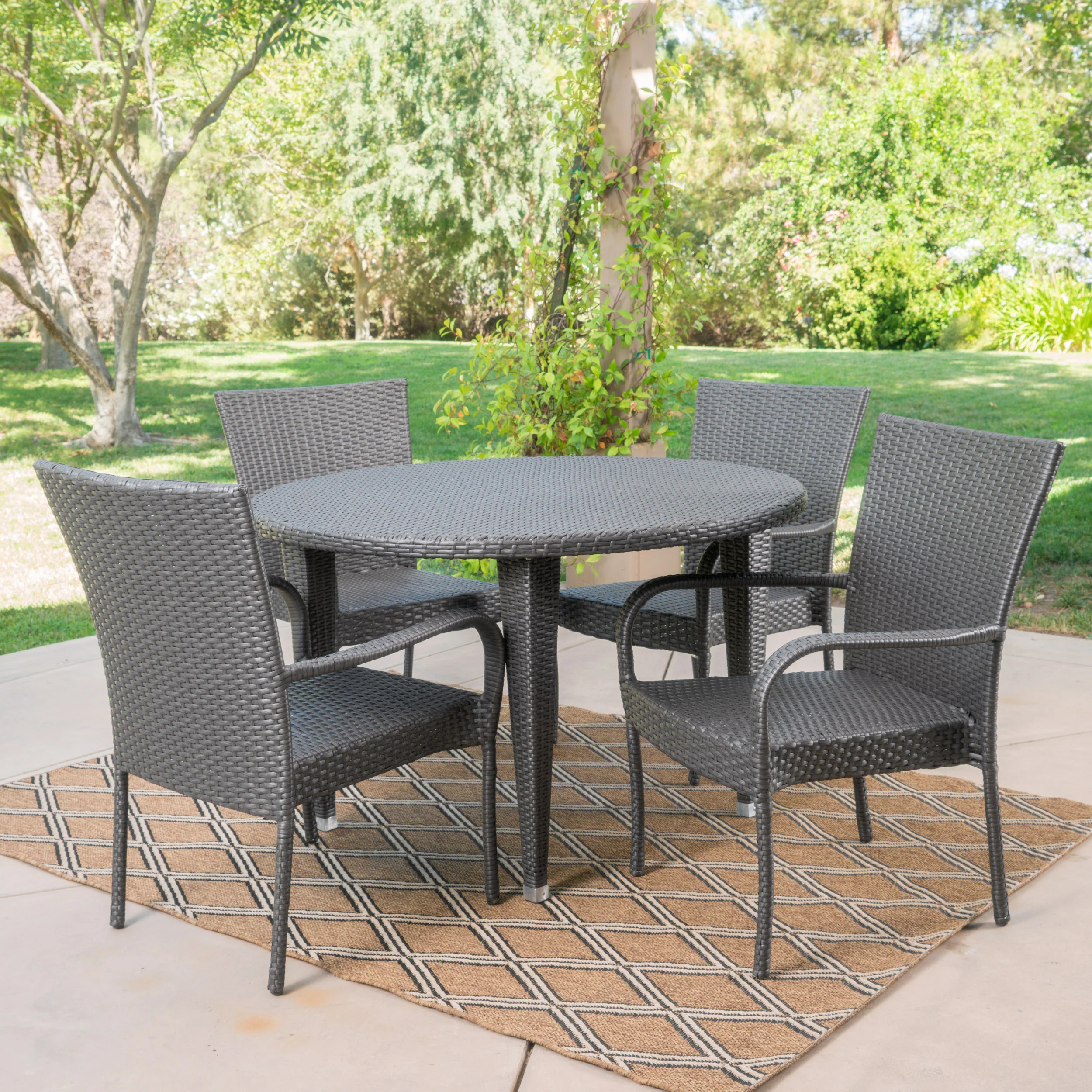 Sol y Luna Outdoor 5 Piece Wicker Dining Set - furnishings