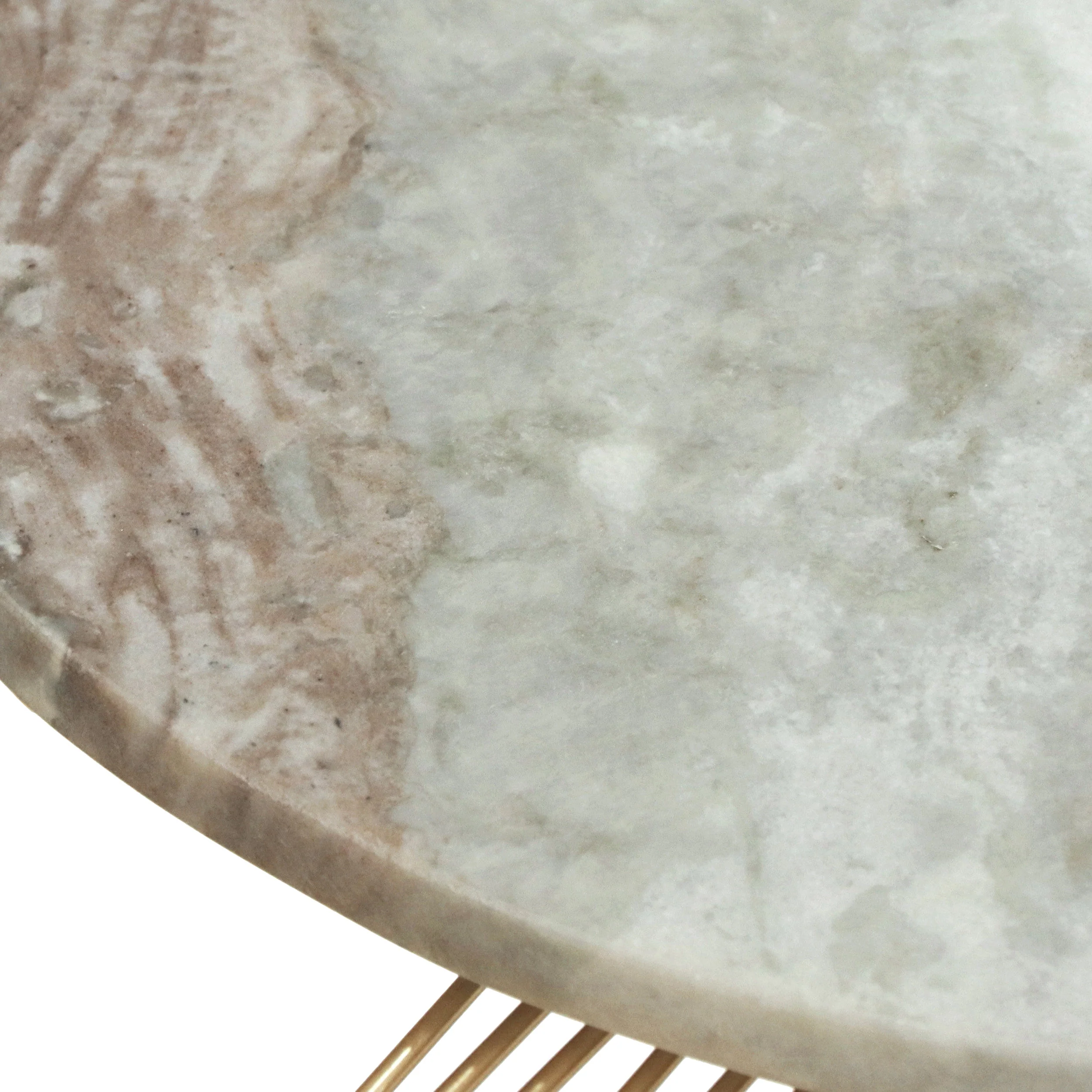 Ackland Modern Glam Handcrafted Marble Top Wire Frame Side Table, Natural and Gold - furnishings