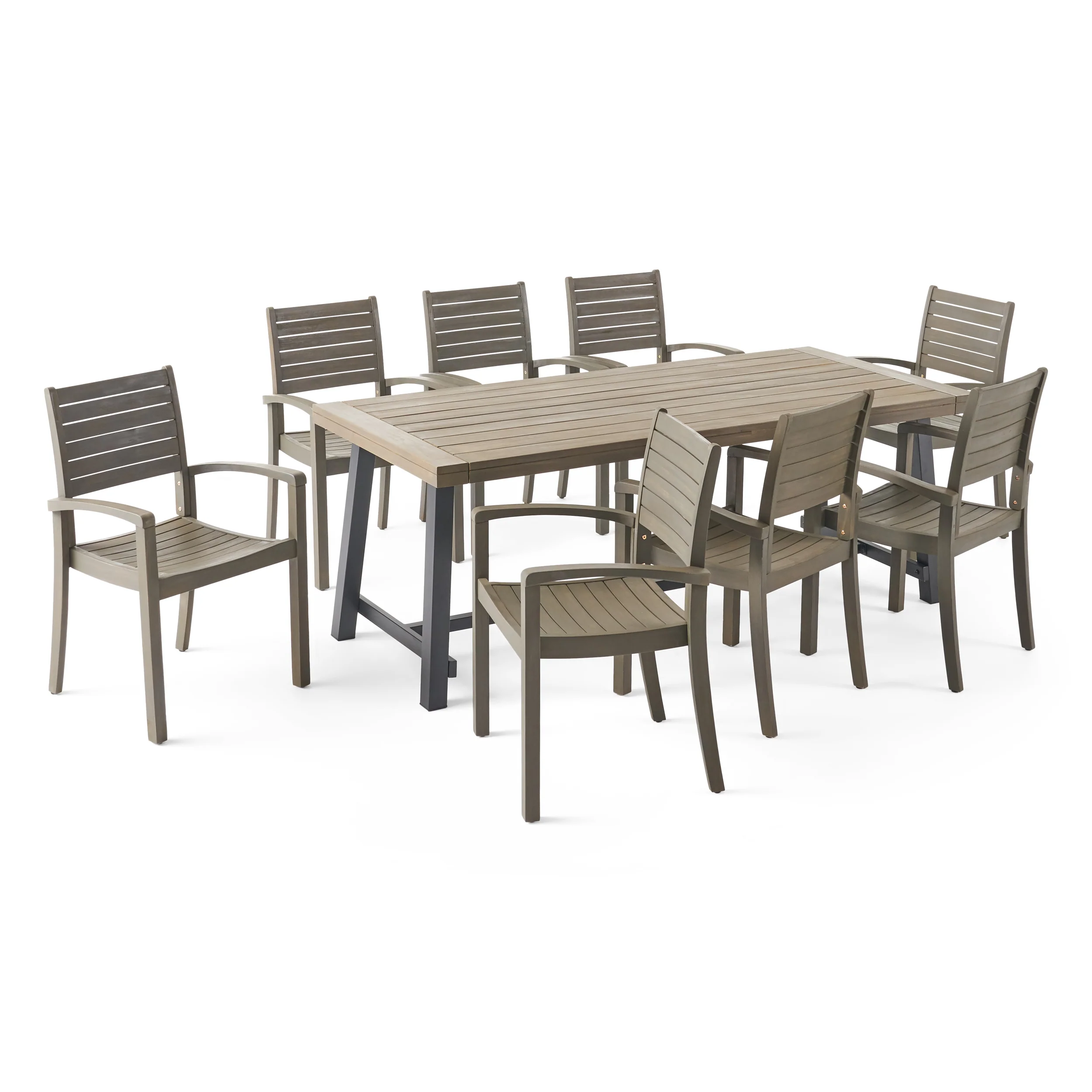 Ariya Outdoor Acacia Wood 8 Seater Dining Set - furnishings