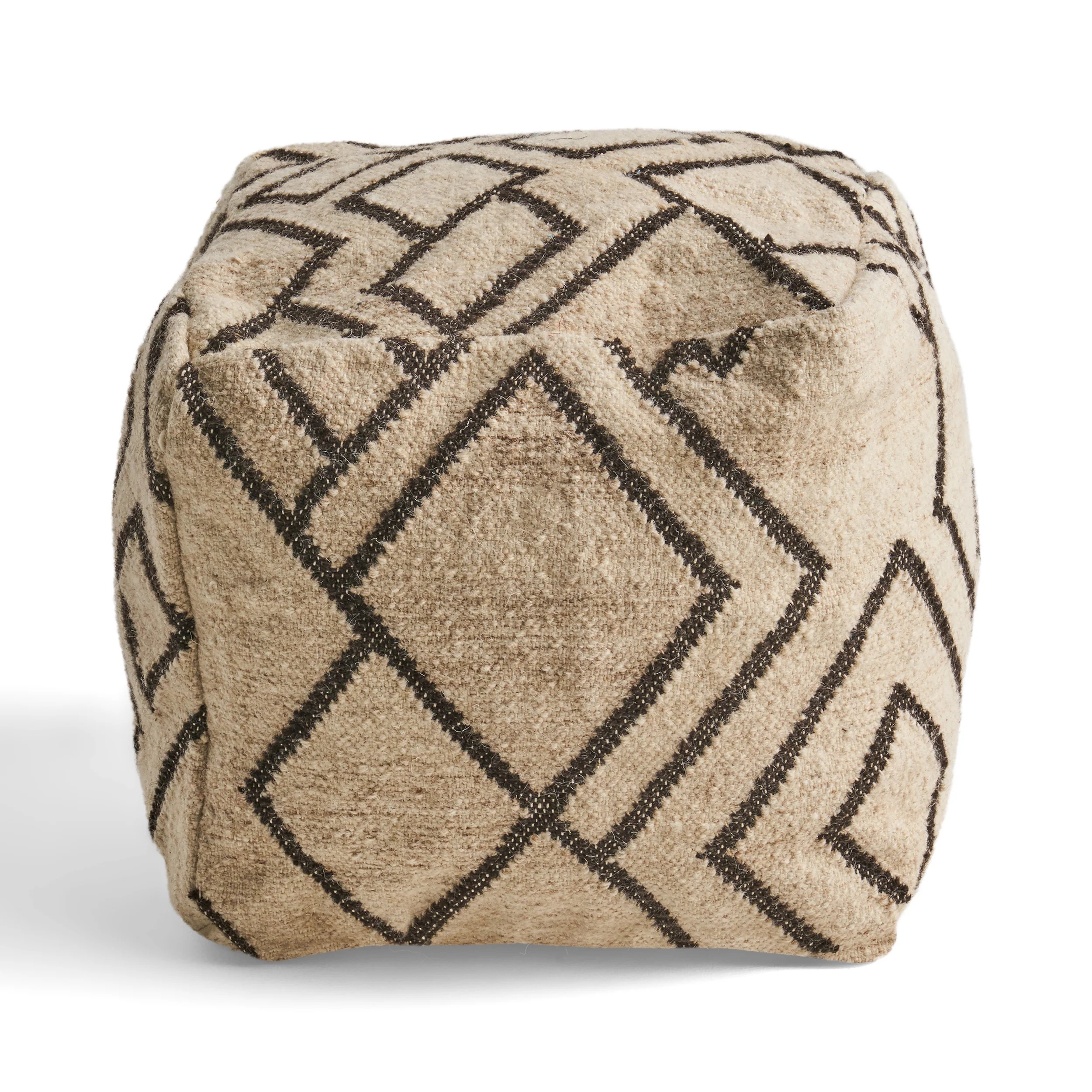 Lucciano Boho Wool and Cotton Ottoman Pouf - furnishings