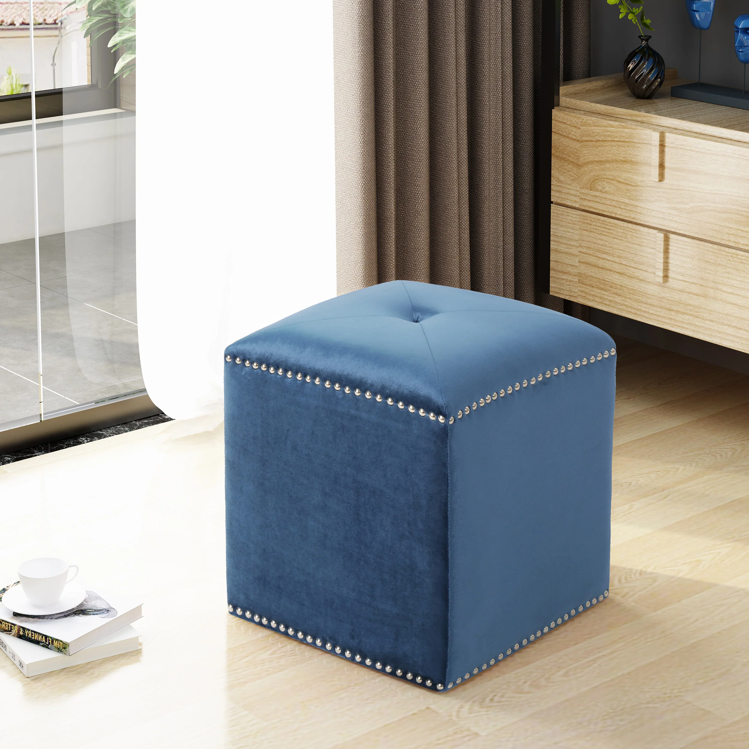 Liberty Glam Velvet Ottoman - furnishings