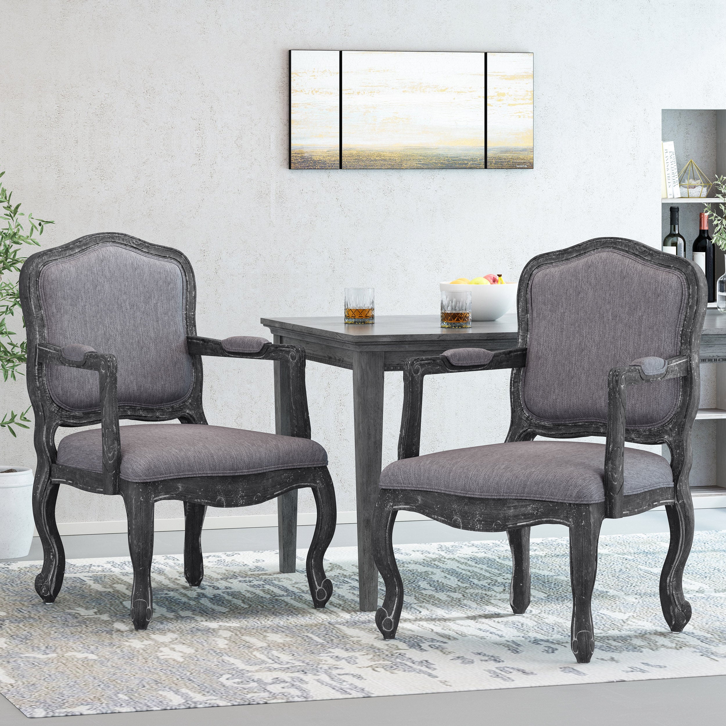 Stene French Country Wood Upholstered Dining Armchair - furnishings
