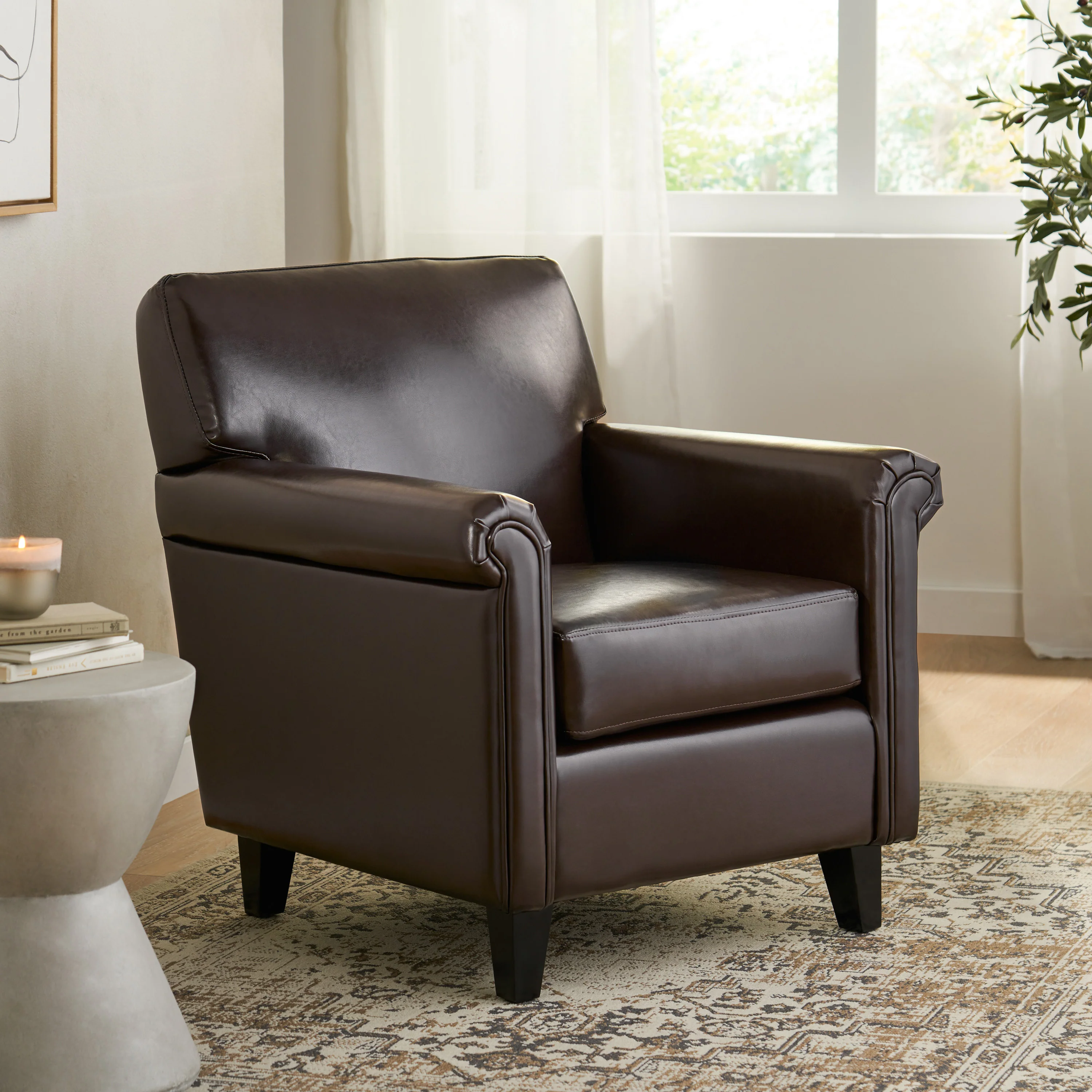 Bristol Classic Brown Bonded Leather Club Chair - furnishings