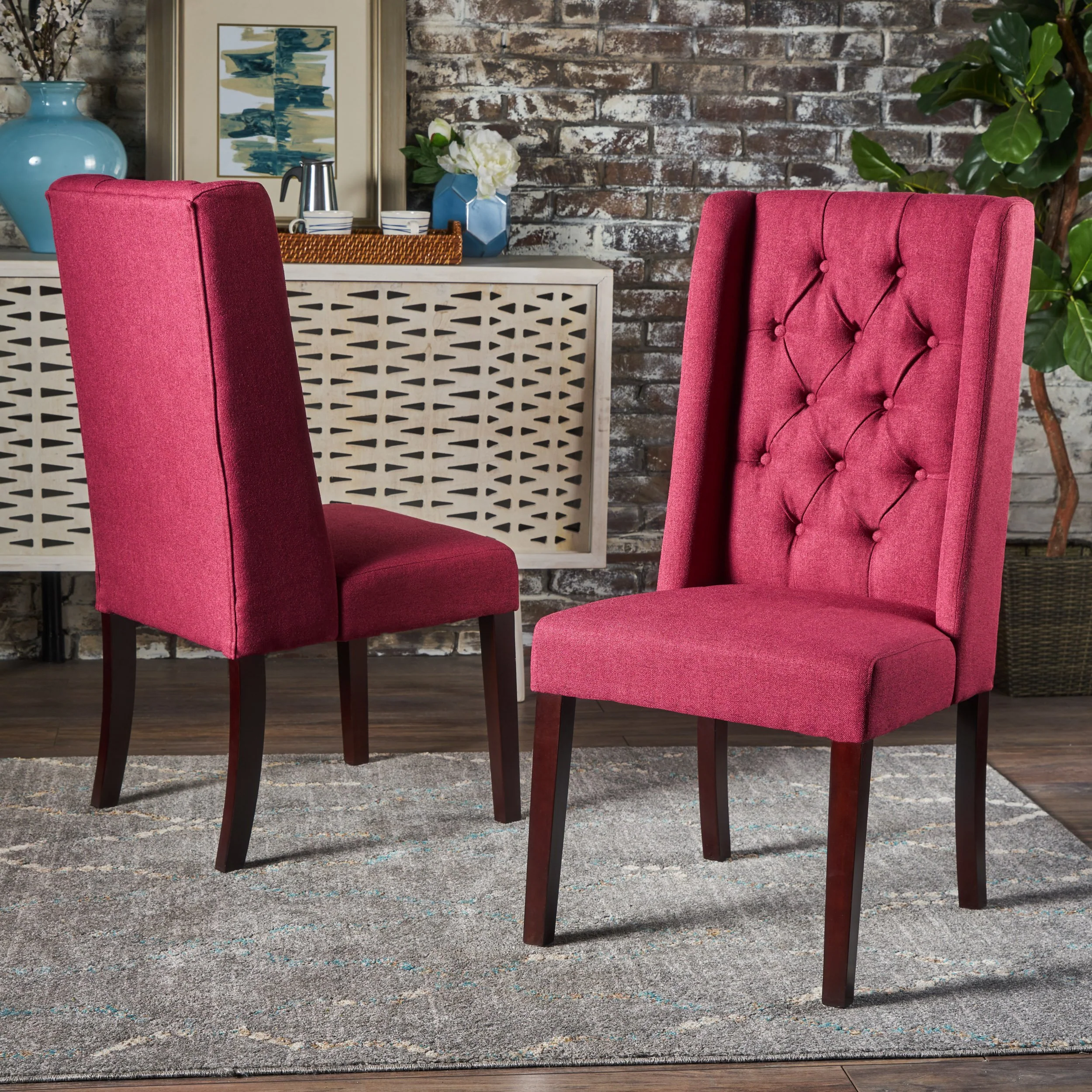 Billings Tufted Fabric High Back Dining Chairs (Set of 2) - furnishings