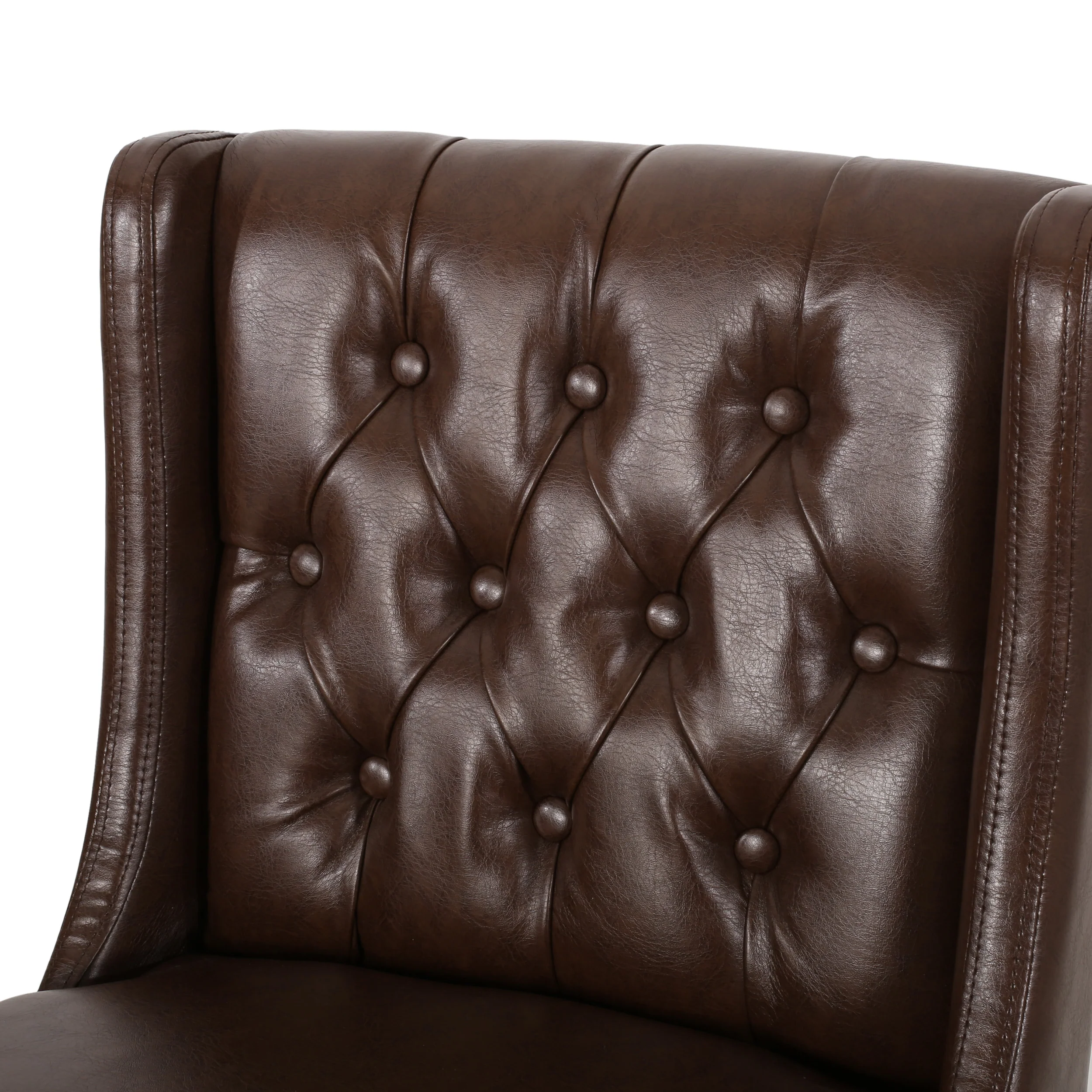 Leeandre Contemporary Wingback Faux Leather Barstools (Set of 2) - furnishings
