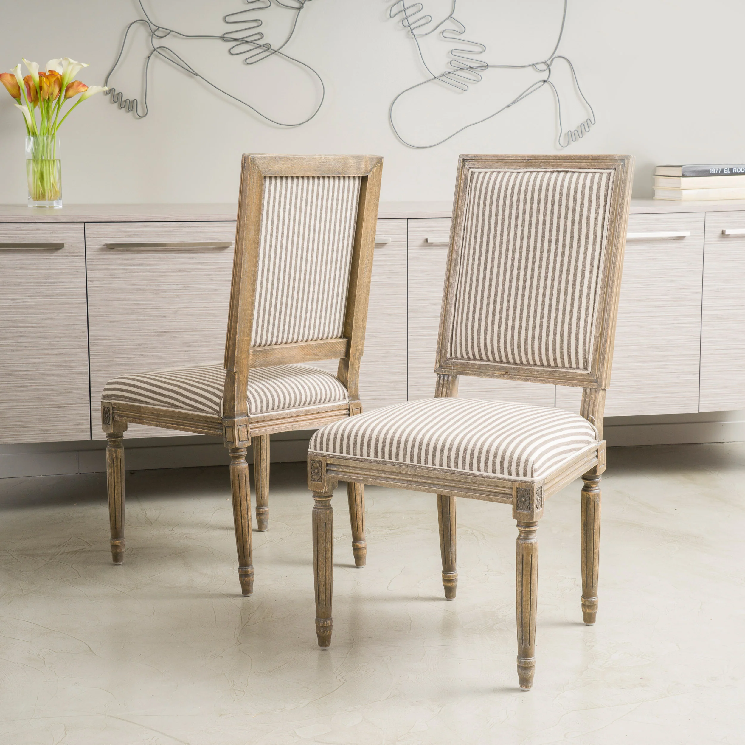 Martin Weathered Dark Coffee Stripe Dining Chairs (Set of 2) - furnishings