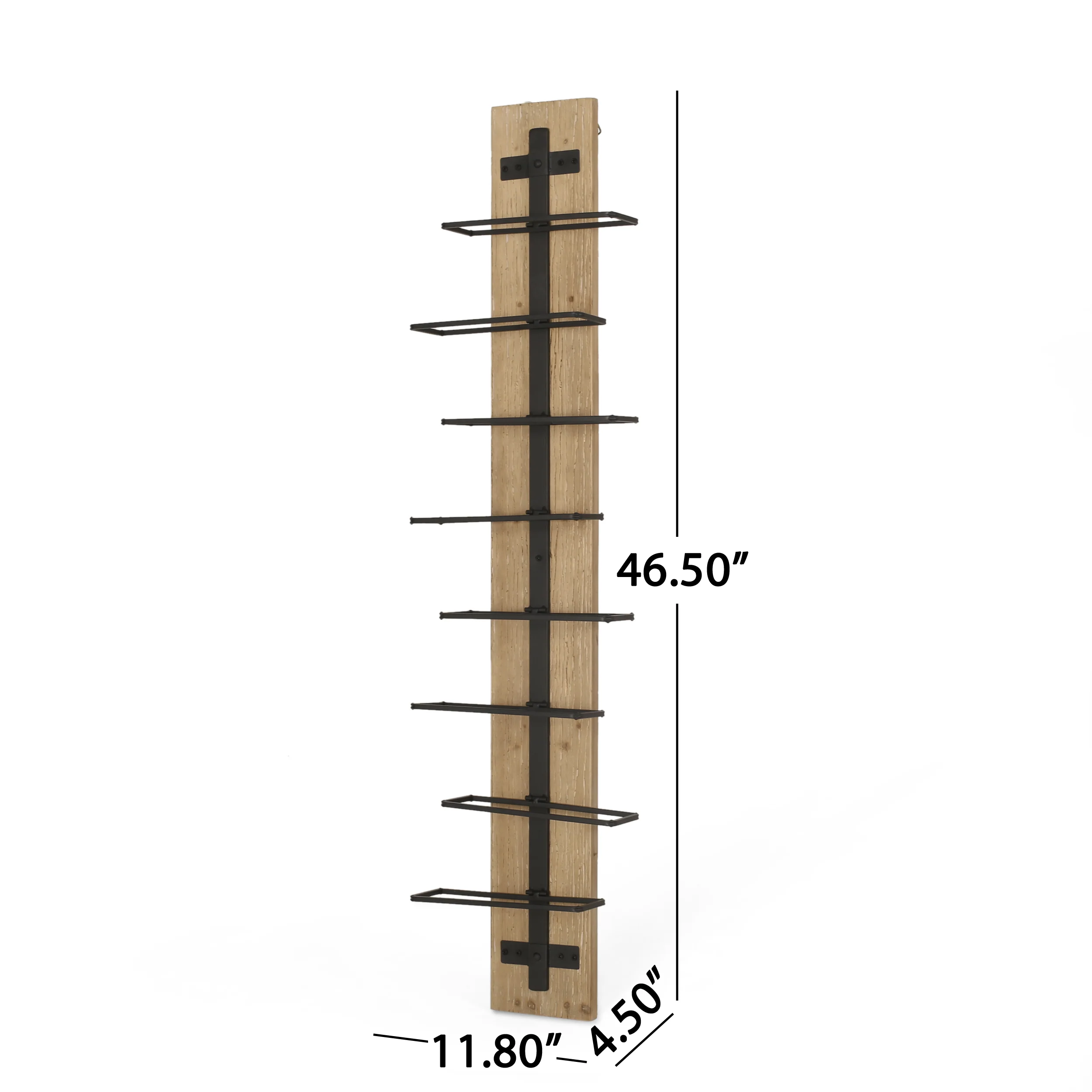 Boster Modern Industrial 8 Bottle Wall Mounted Wine Rack, Natural and Black - furnishings