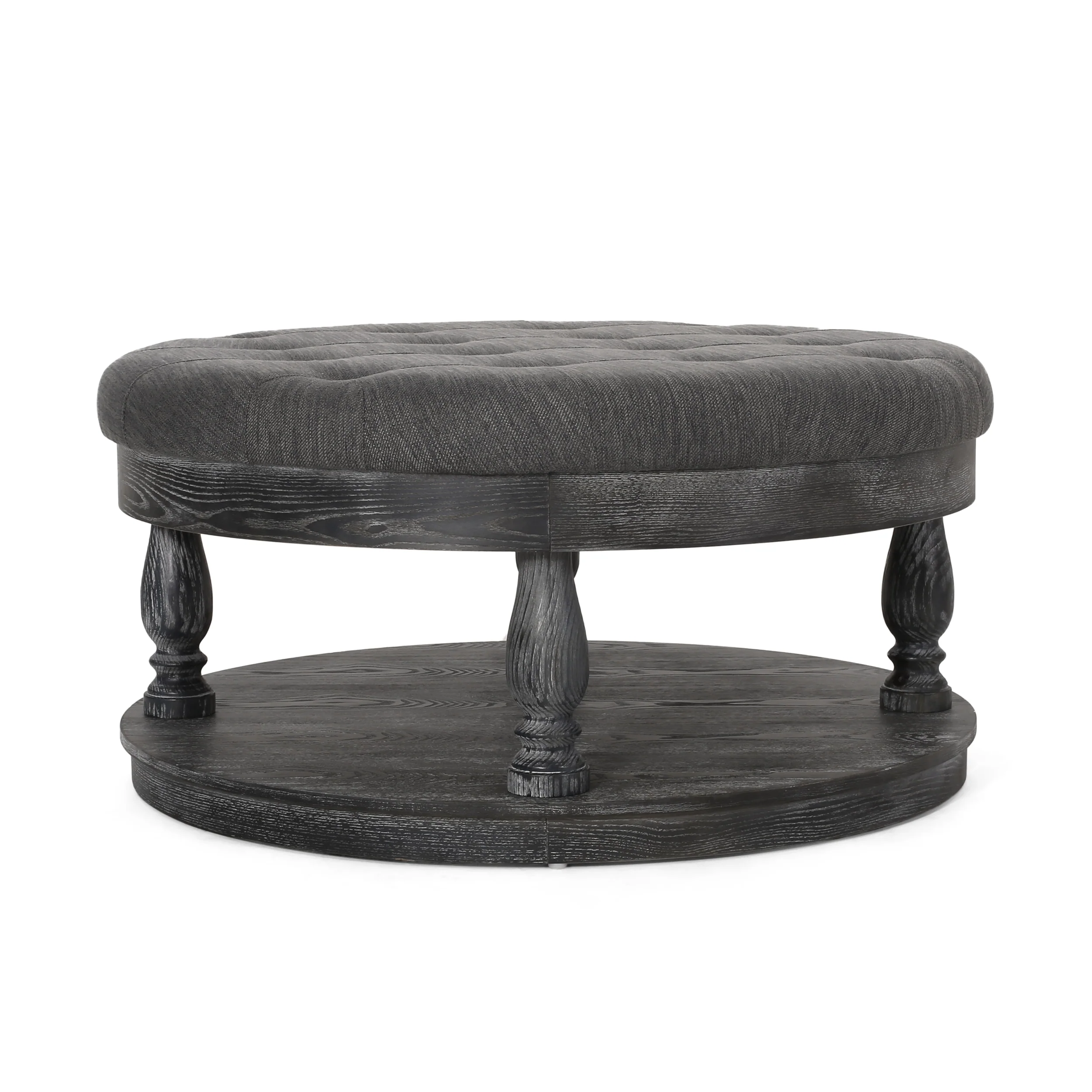 Andrue Contemporary Upholstered Round Ottoman - furnishings