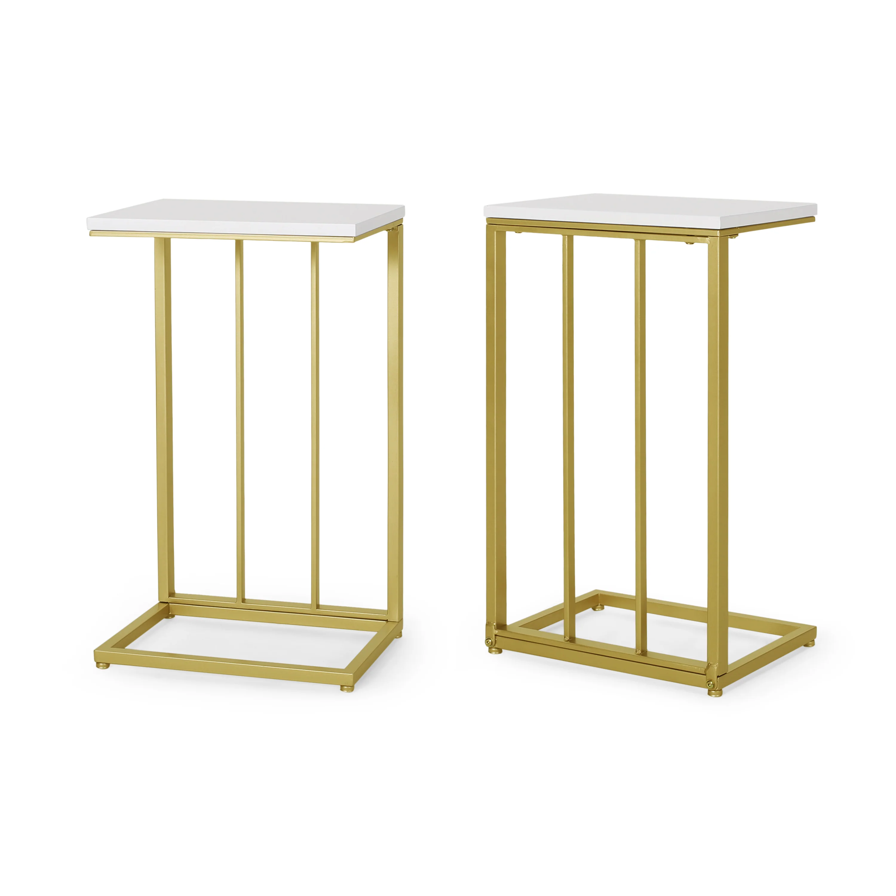 Baywinds Modern Glam C Side Table, Set of 2, White and Champagne Gold - furnishings