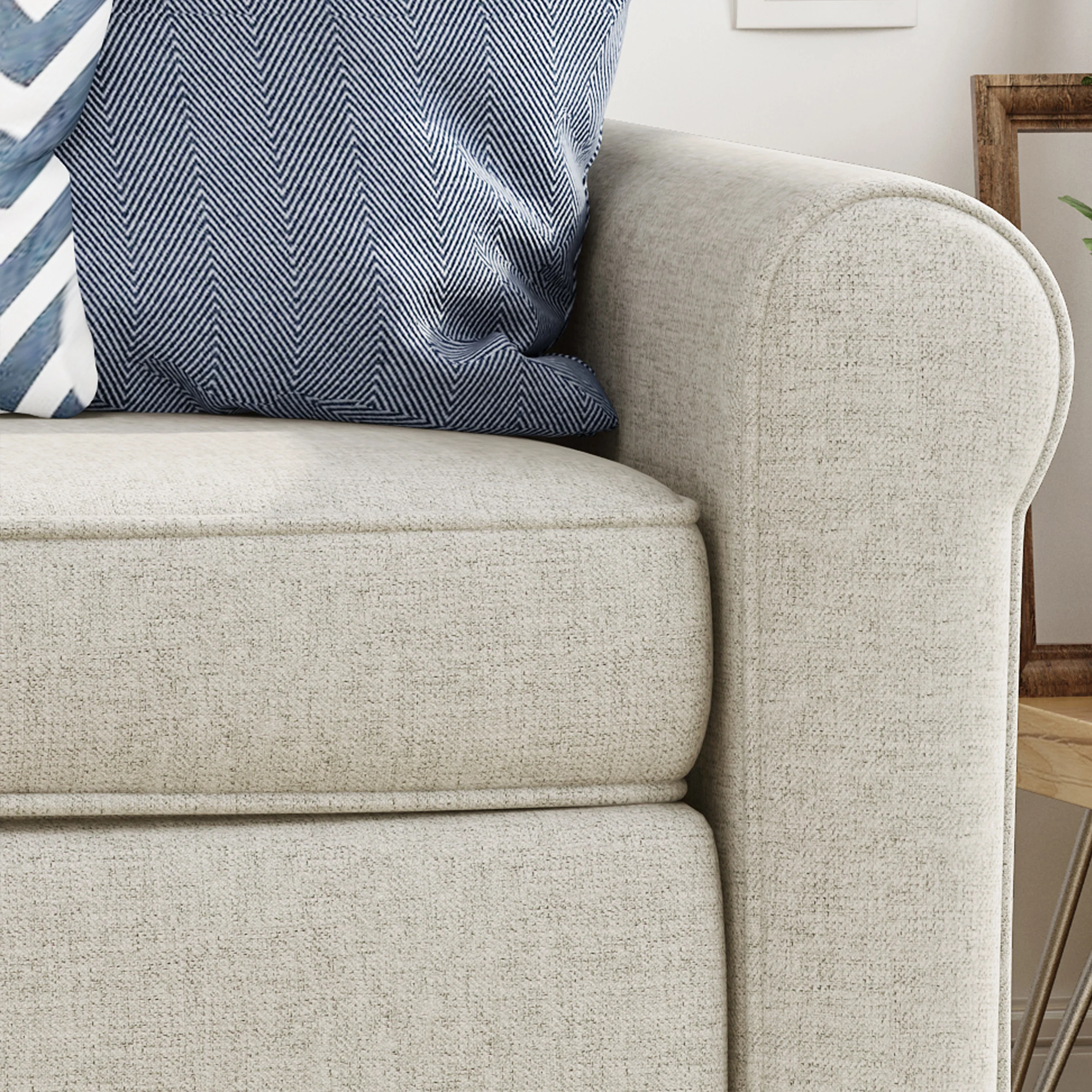 Denise Contemporary Fabric Upholstered Loveseat with Tonal Piping - furnishings