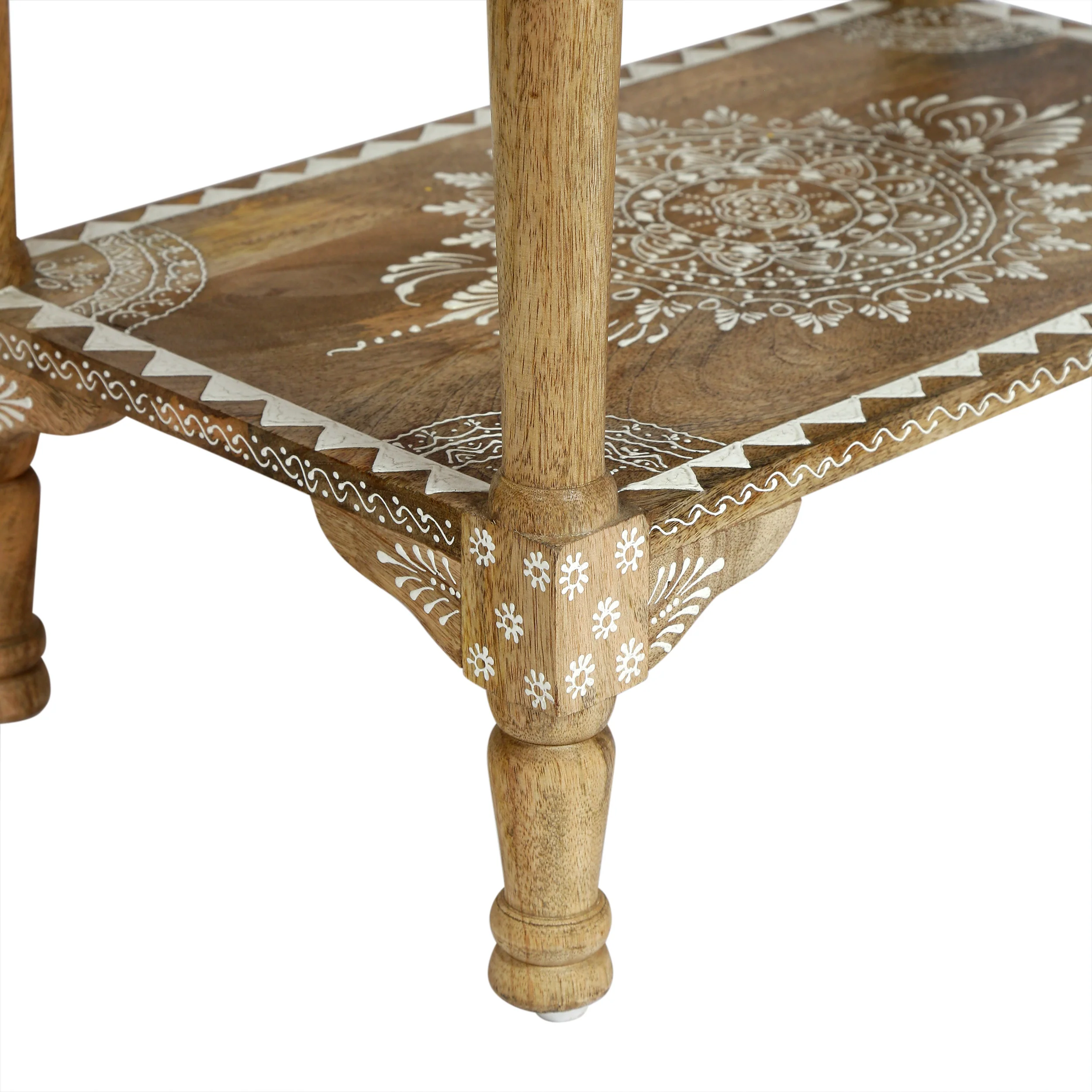 Leverick Handcrafted Boho 3 Drawer Mango Wood End Table - furnishings