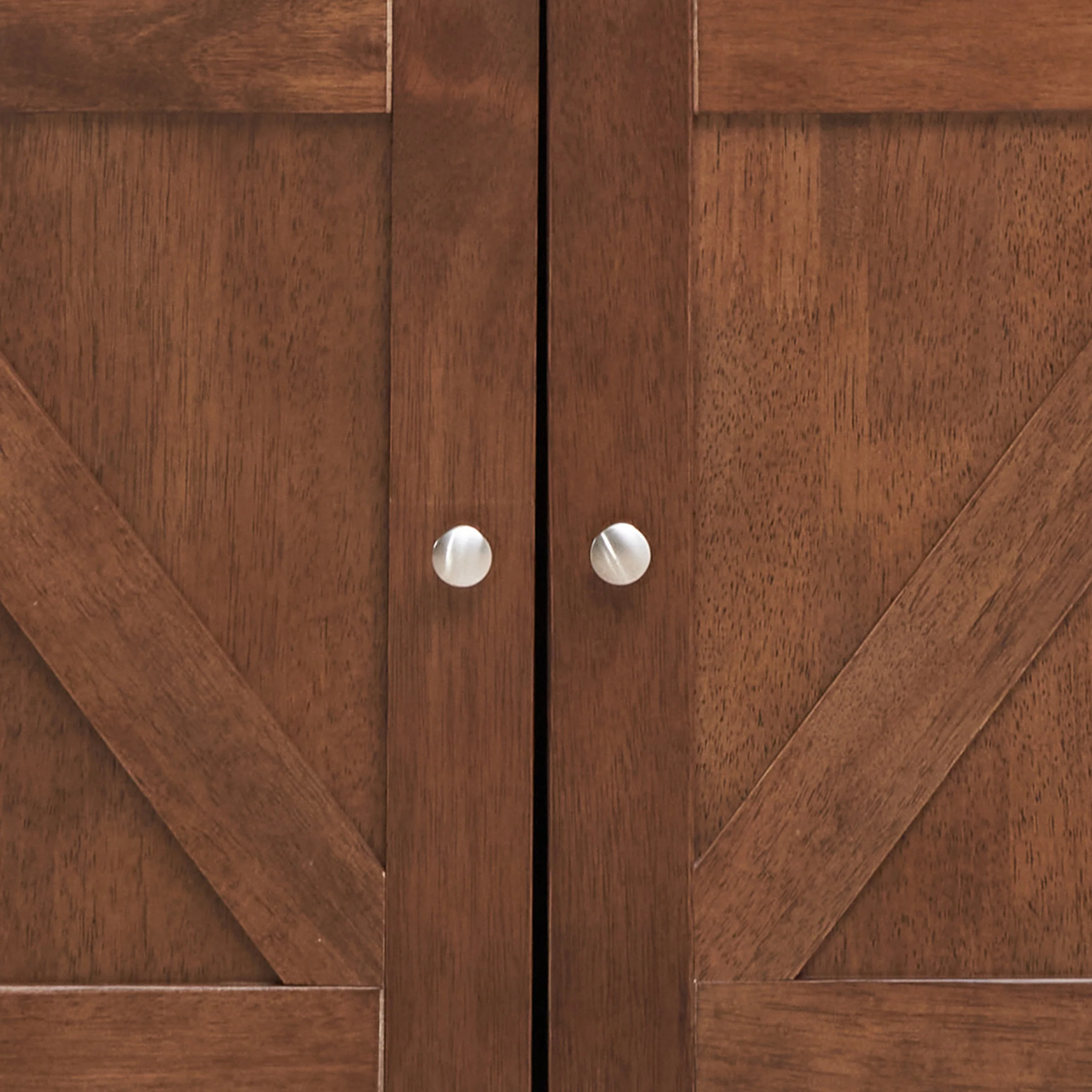 Newell Farmhouse Wooden 4 Bottle Wine Cabinet, Walnut and Dark Brown - furnishings