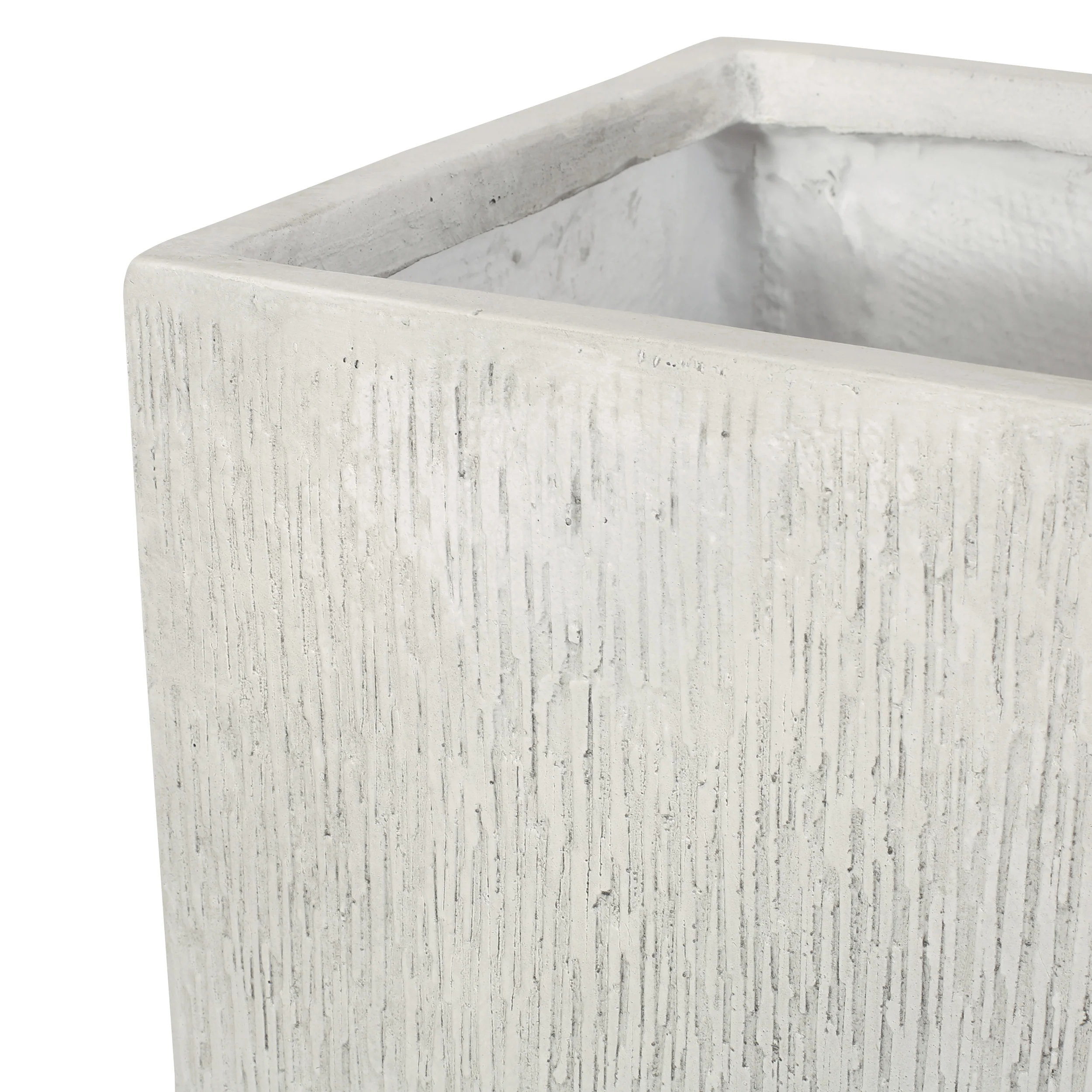 Severino Outdoor Medium and Large Cast Stone Planter Set, Antique White - furnishings