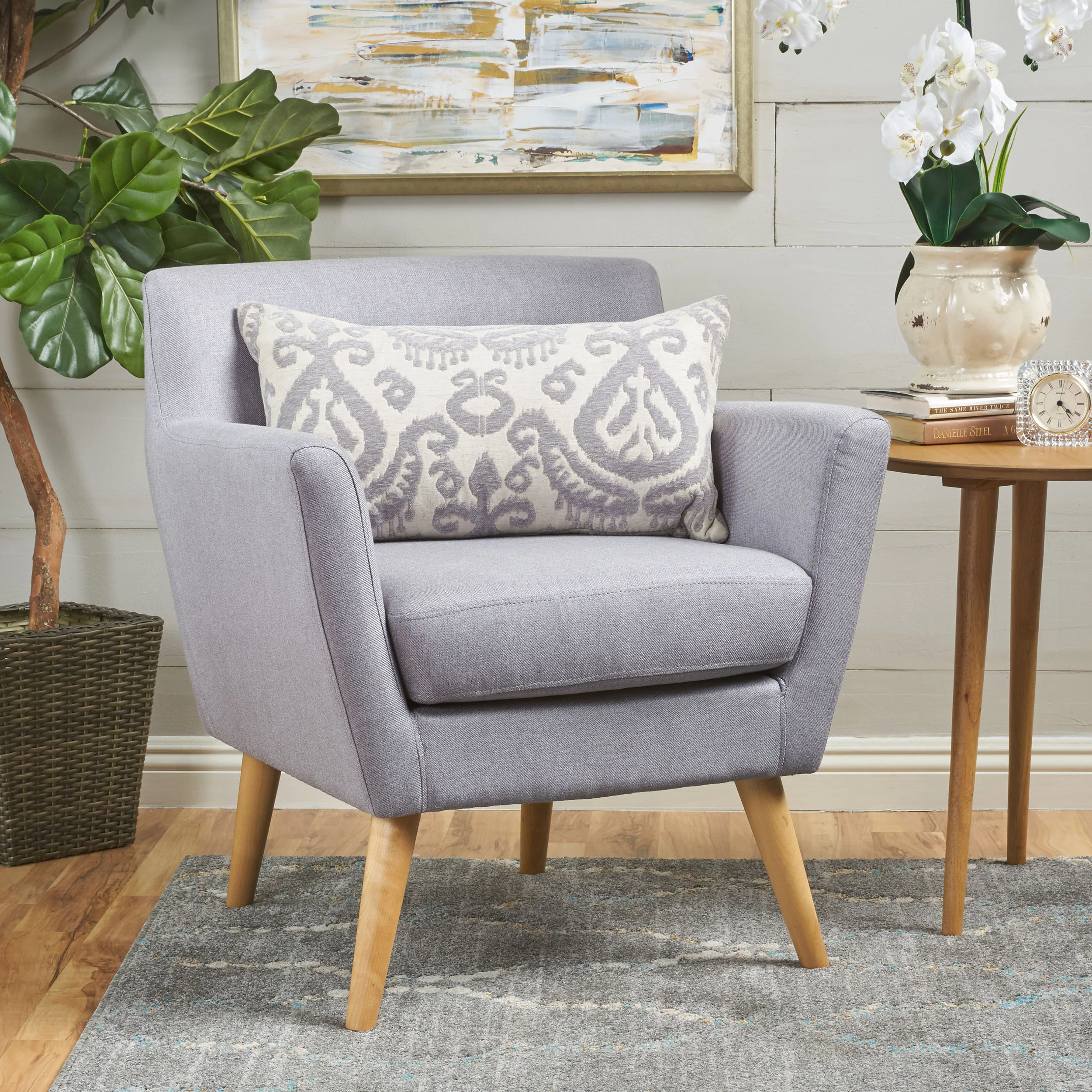 Madeira Buttoned Mid Century Modern Dark Teal Fabric Club Chair - furnishings