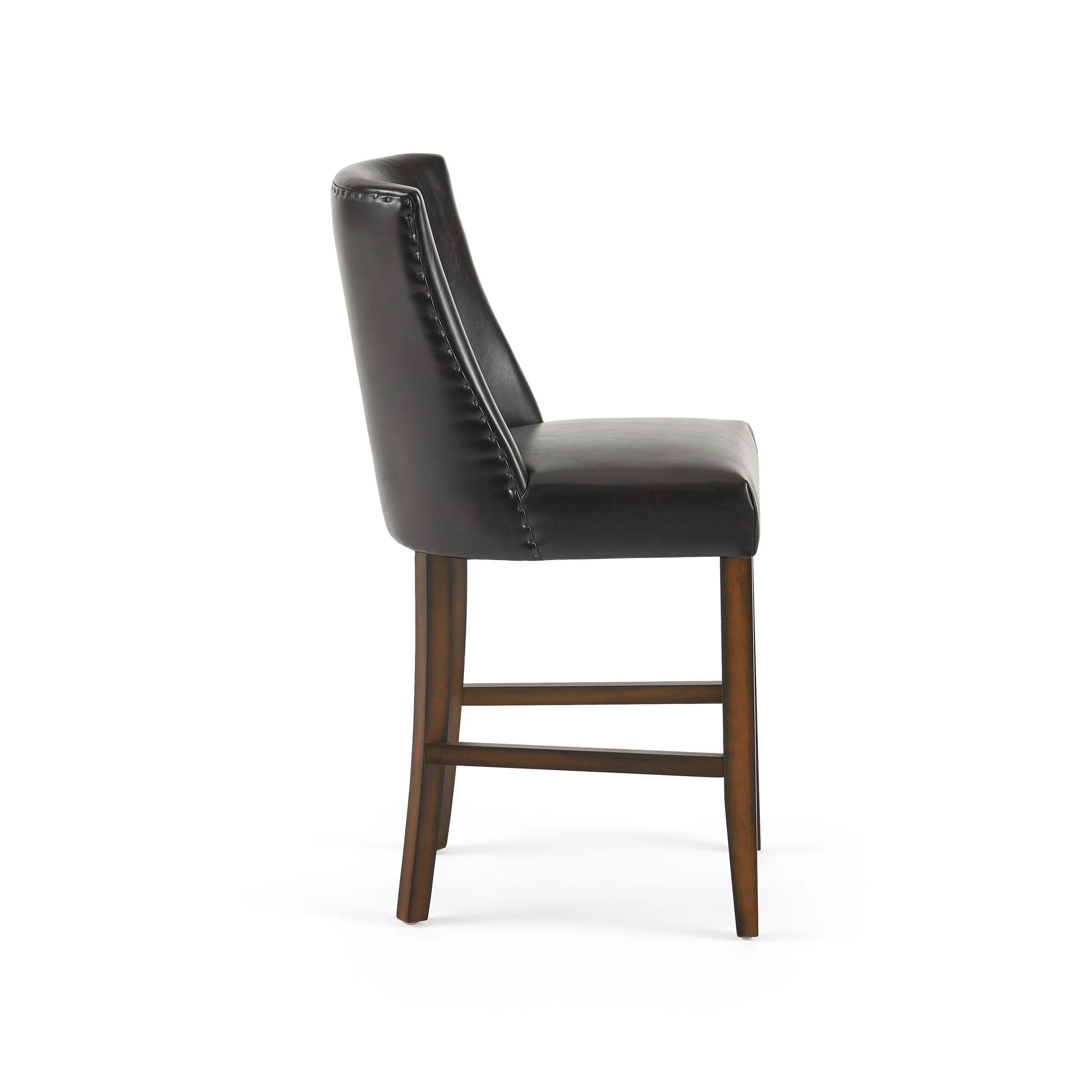 Rydel 27-Inch Brown Leather Nailhead Accent Counter Stools (Set of 2) - furnishings