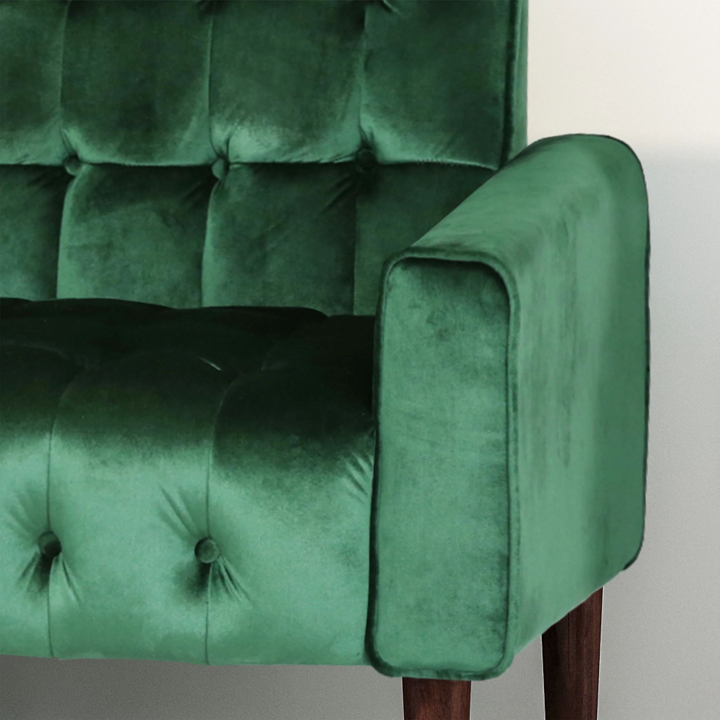 Adan Tufted Velvet Sofa with Gold Tipped Tapered Legs - furnishings