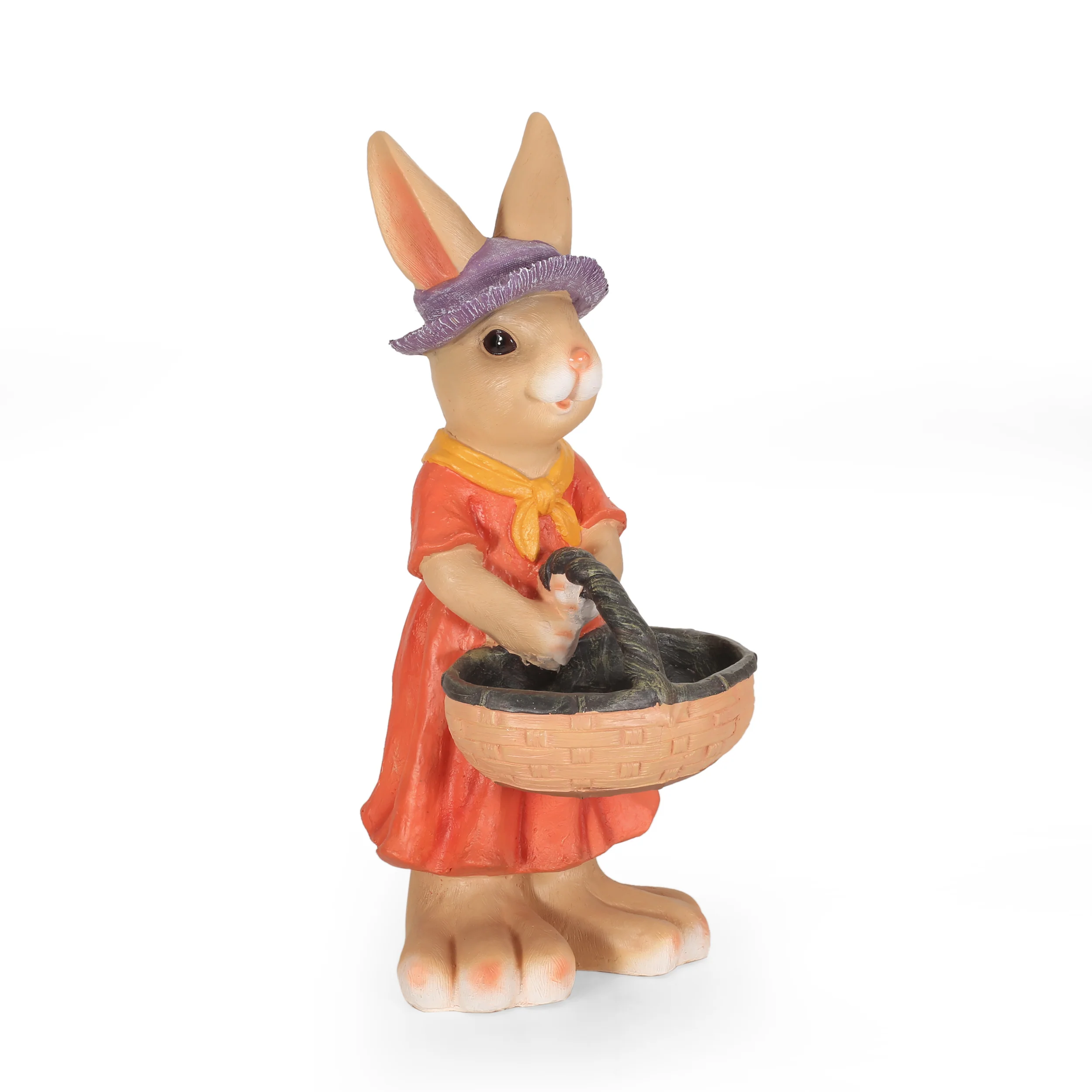 Raglan Rafter Outdoor Rabbit Garden Statue, Brown and Orange - furnishings