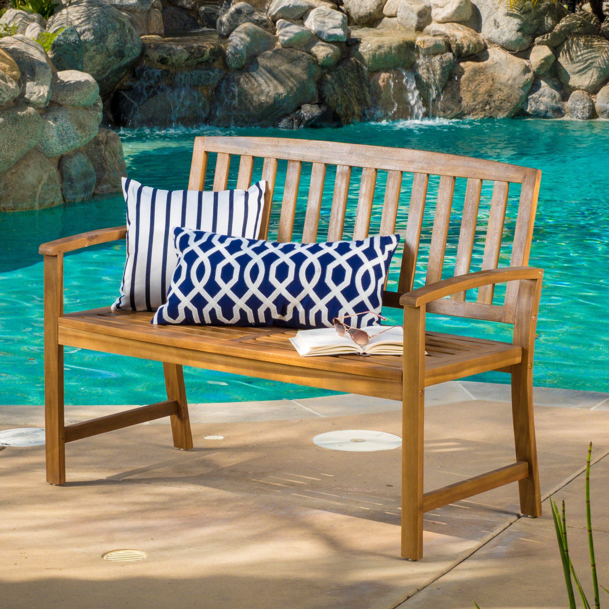 Tamika Teak Finish Acacia Bench - furnishings