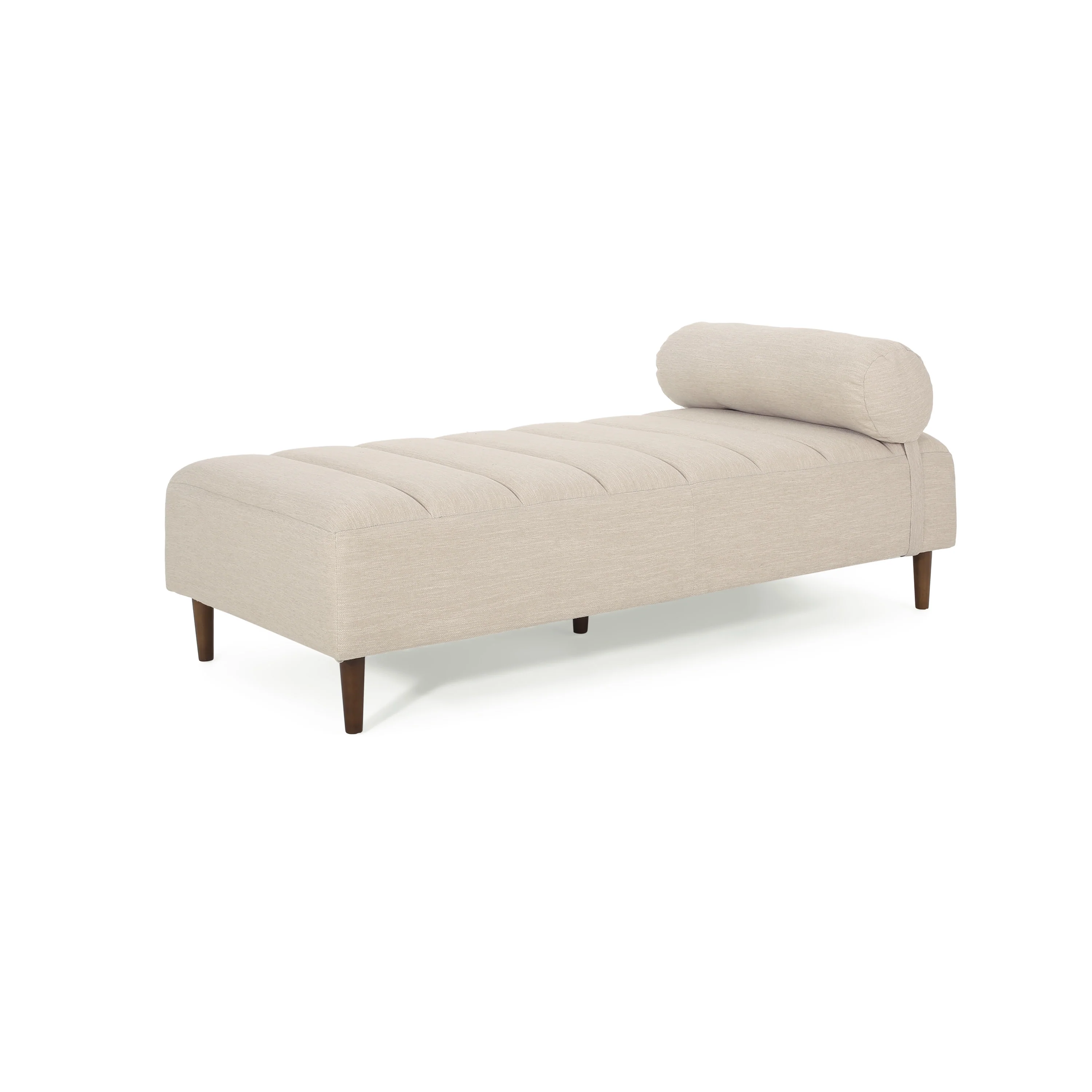 Holmwood Mid Century Modern Fabric Tufted Chaise Lounge with Bolster Pillow - furnishings