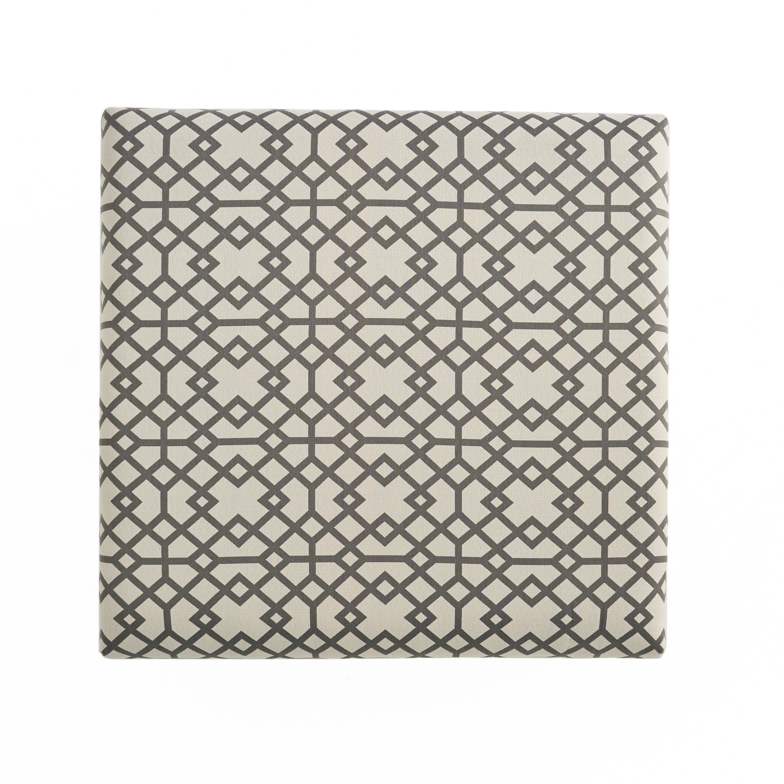Estee Grey Geometric Pattern Fabric Square Storage Ottoman Coffee Table - furnishings