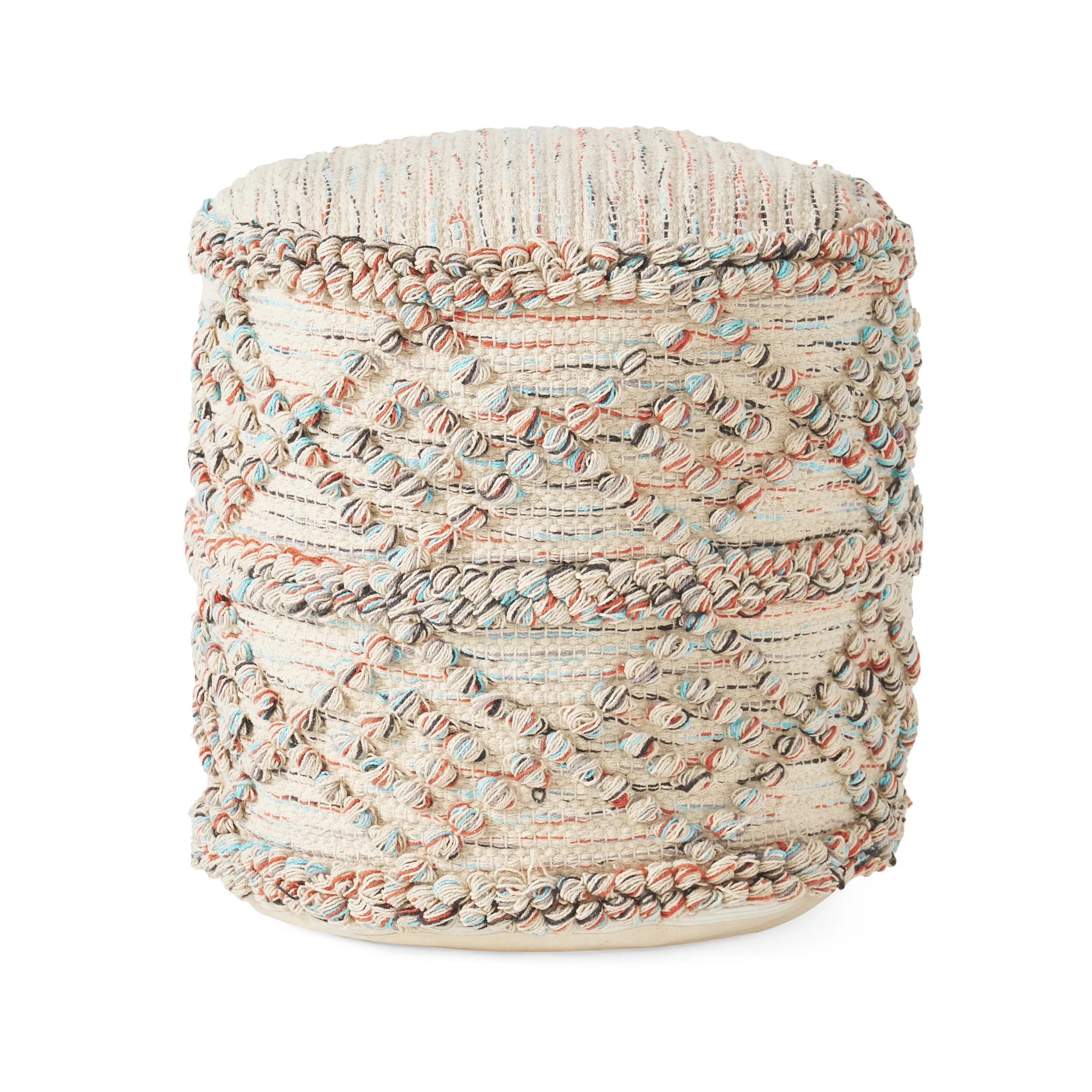 Mikai Boho Fabric Cylinder Pouf - furnishings