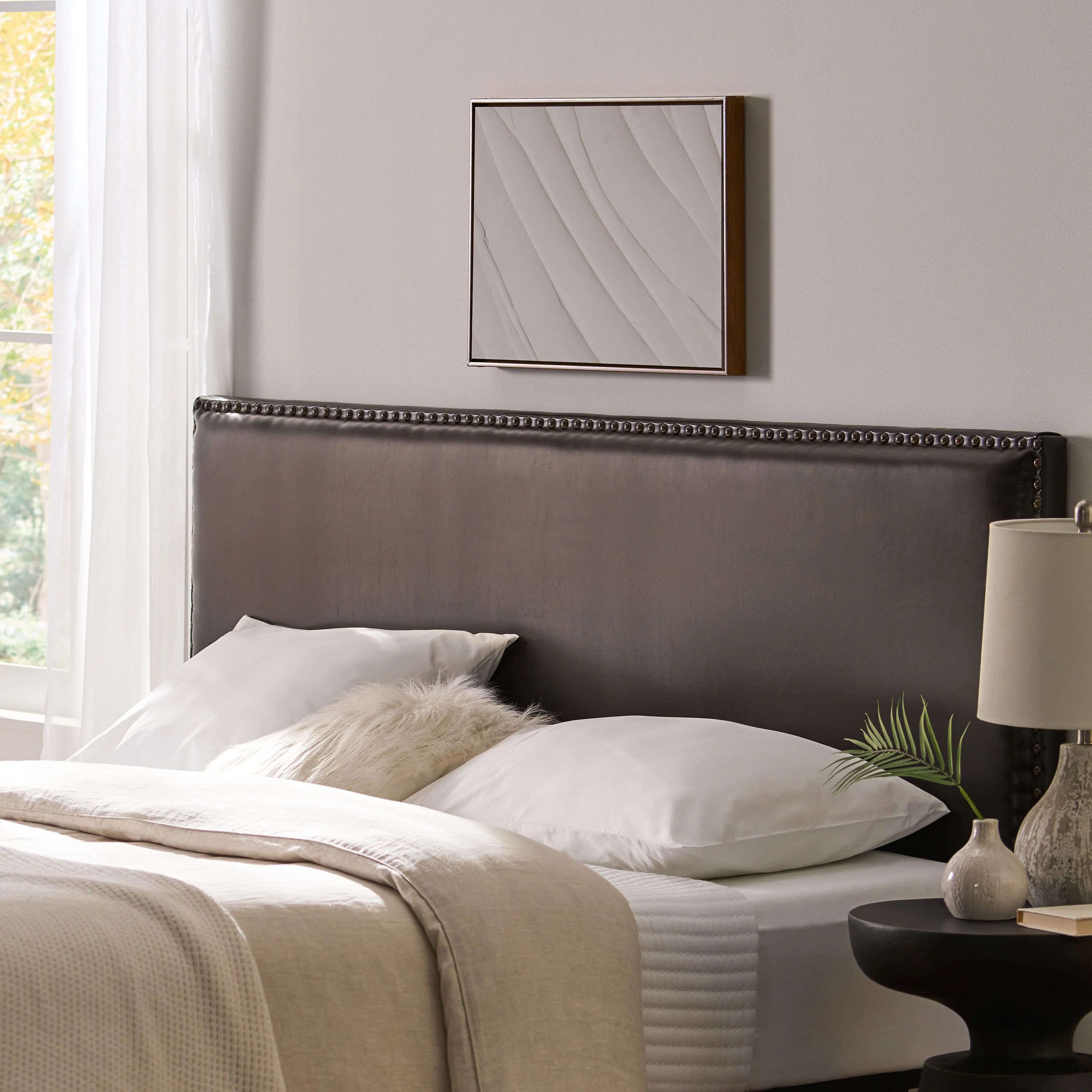Westin King-to-Cal King Adjustable Brown Leather Headboard - furnishings