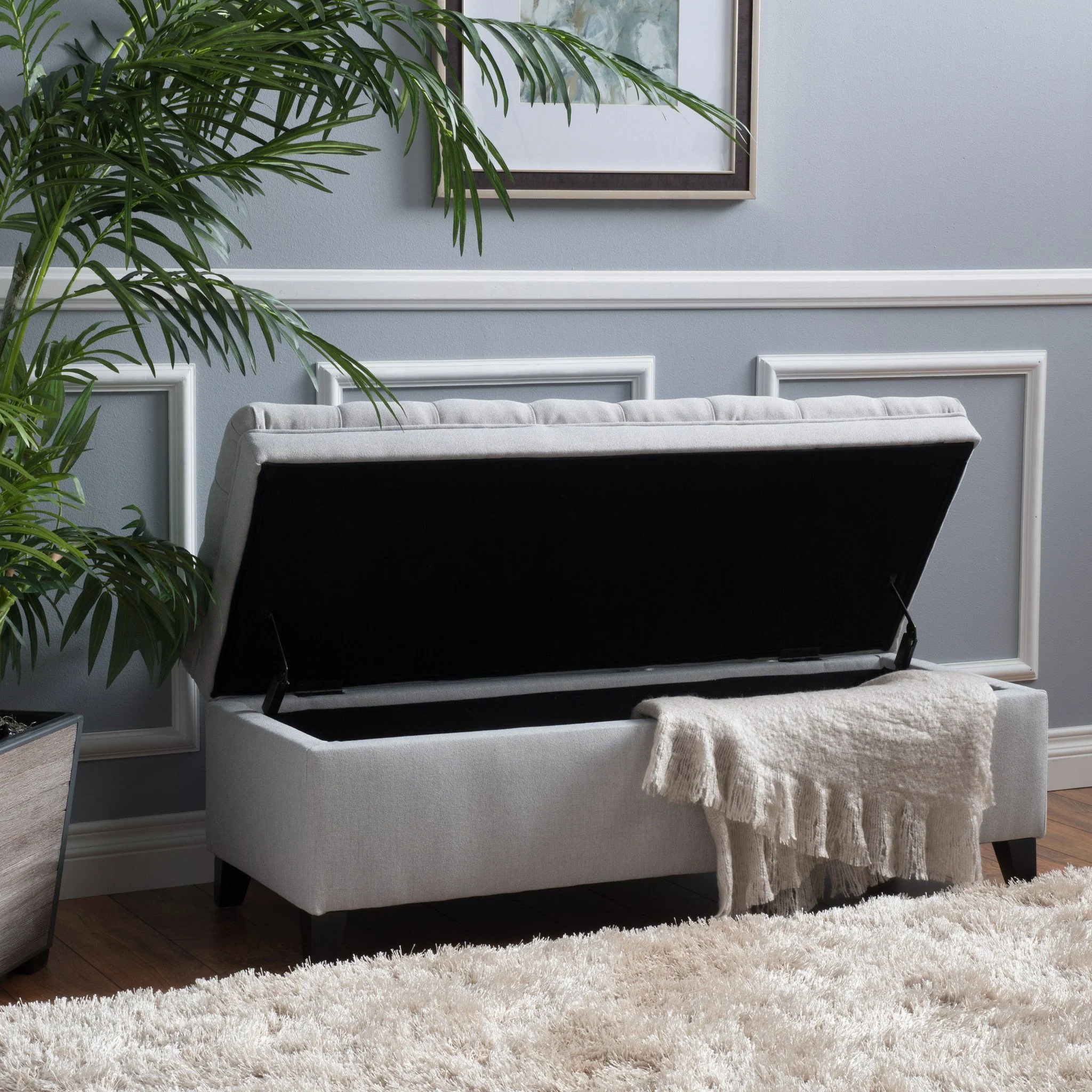 Laguna French Style Tufted Fabric Storage Ottoman Bench - furnishings