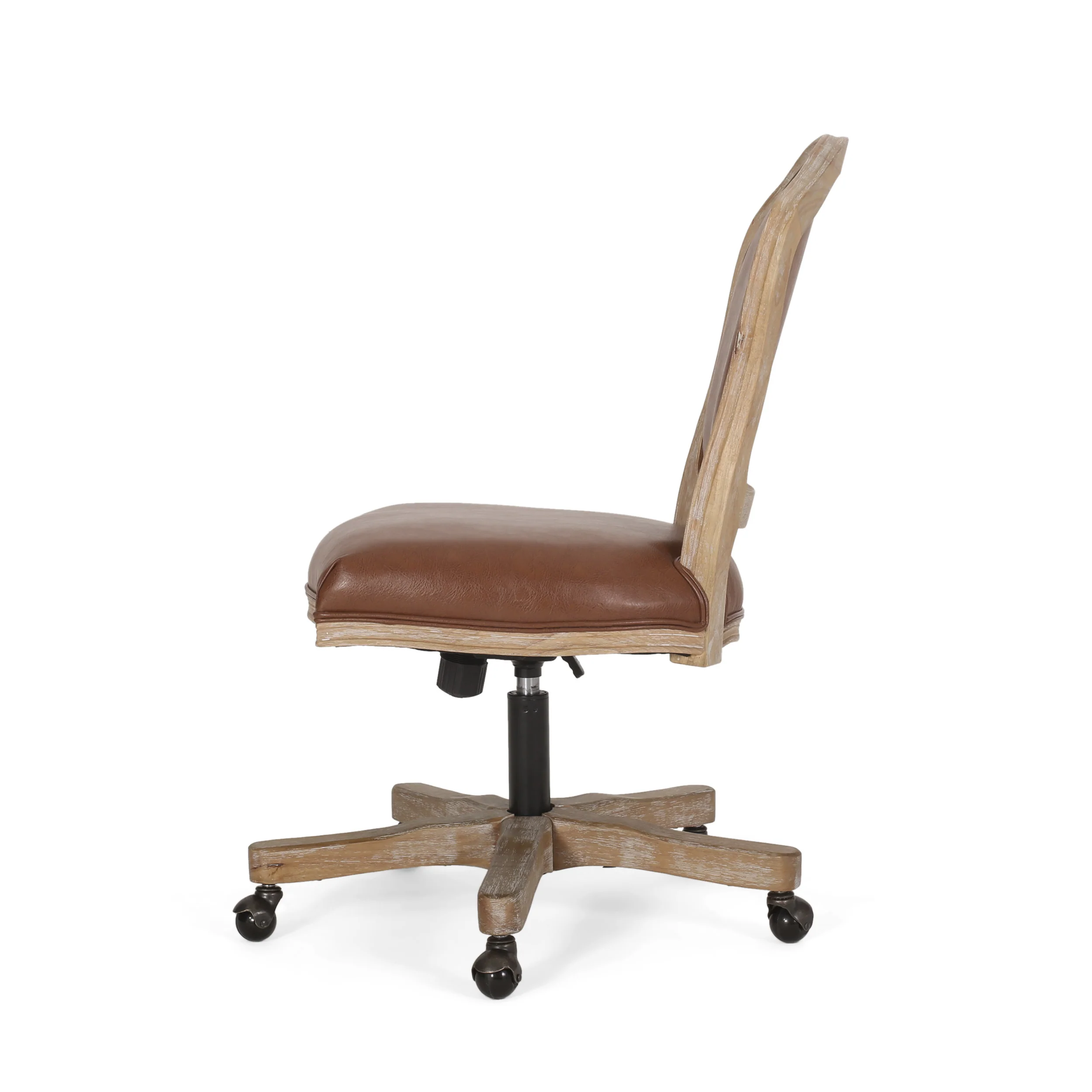 Oakes French Country Upholstered Swivel Office Chair - furnishings