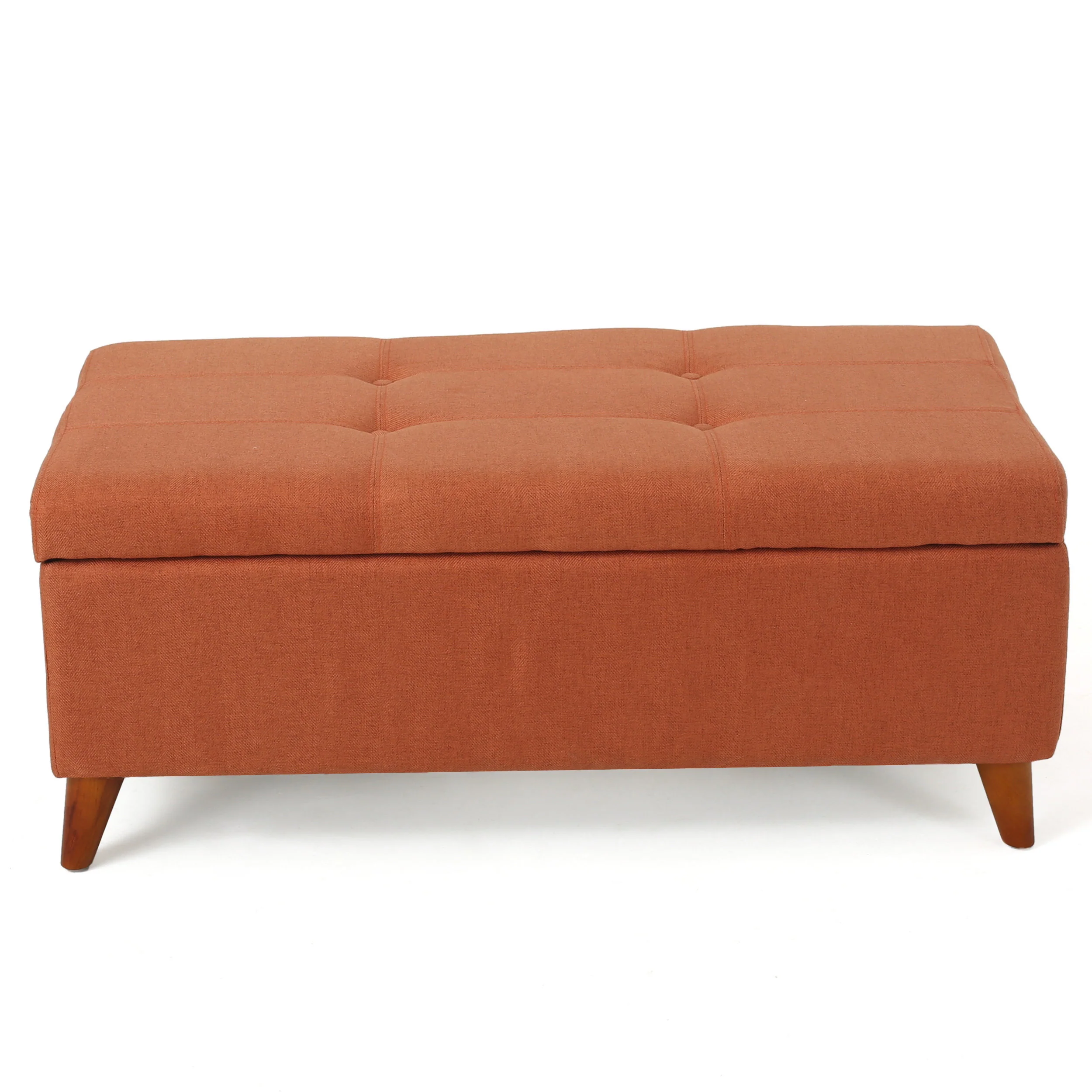 Etoney Mid-Century Modern Button Tufted Fabric Storage Ottoman Bench - furnishings