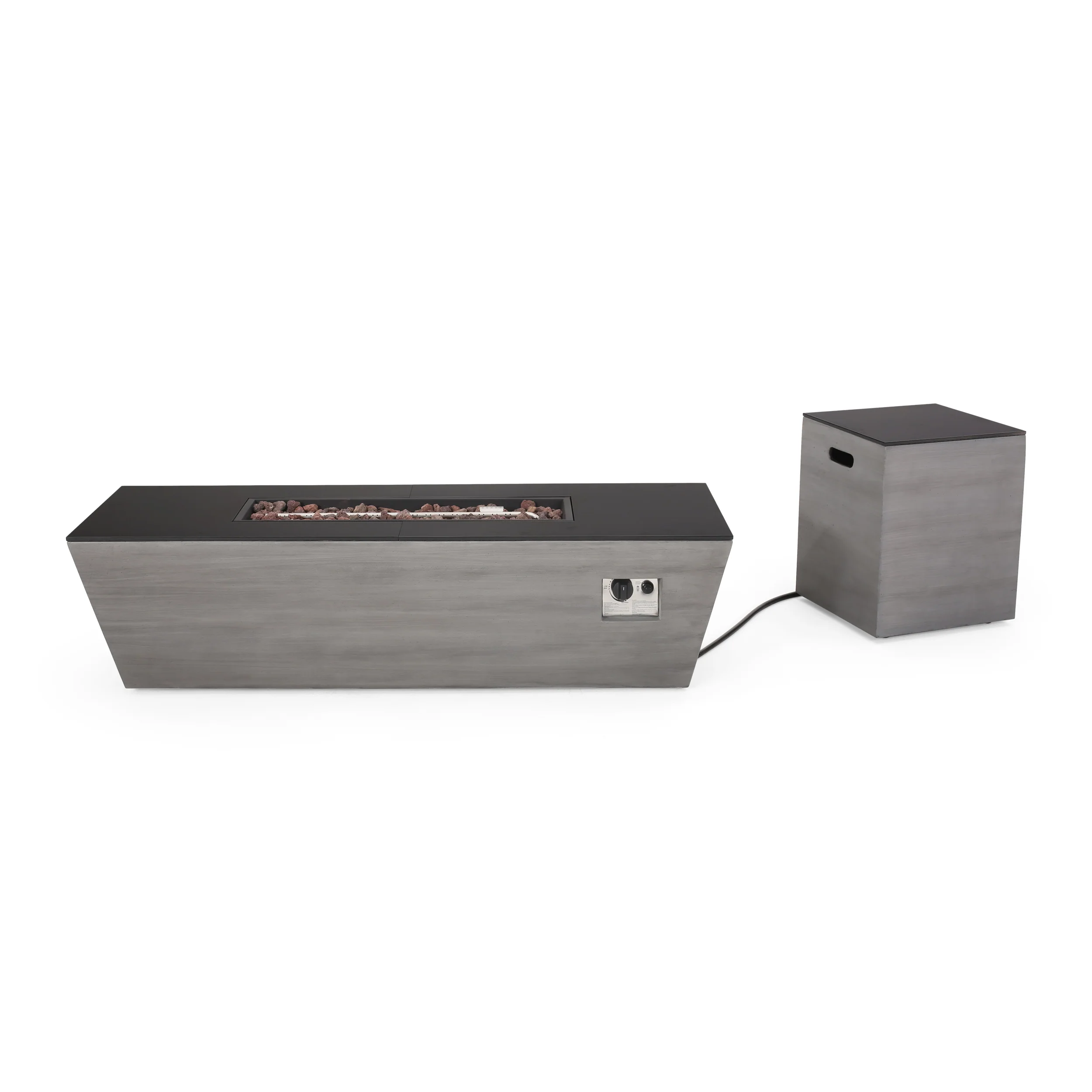 Mattie Outdoor 56-Inch Rectangular Fire Pit with Tank Holder - furnishings