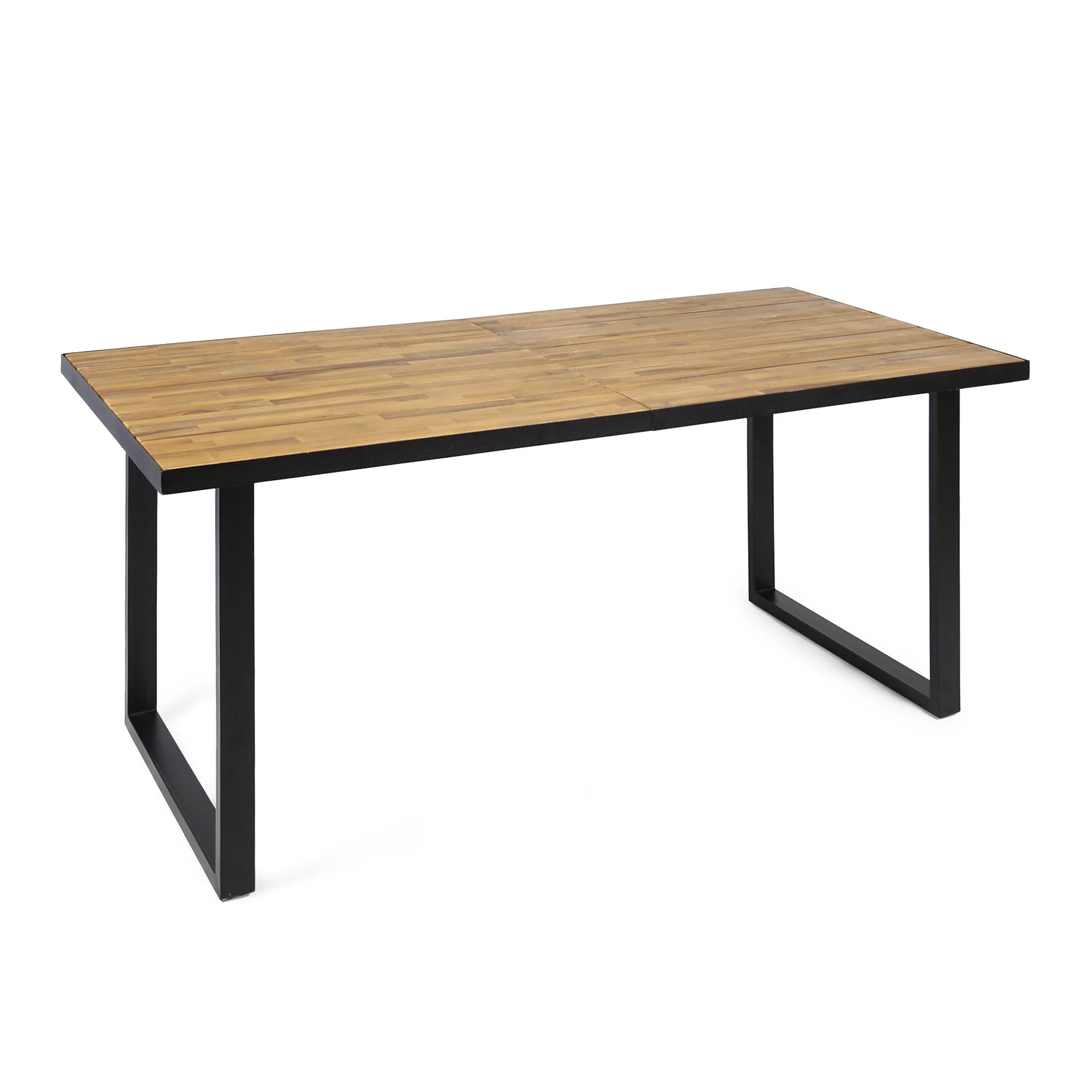 Roma Outdoor Wood and Resin 7 Piece Dining Set, Black and Teak - furnishings