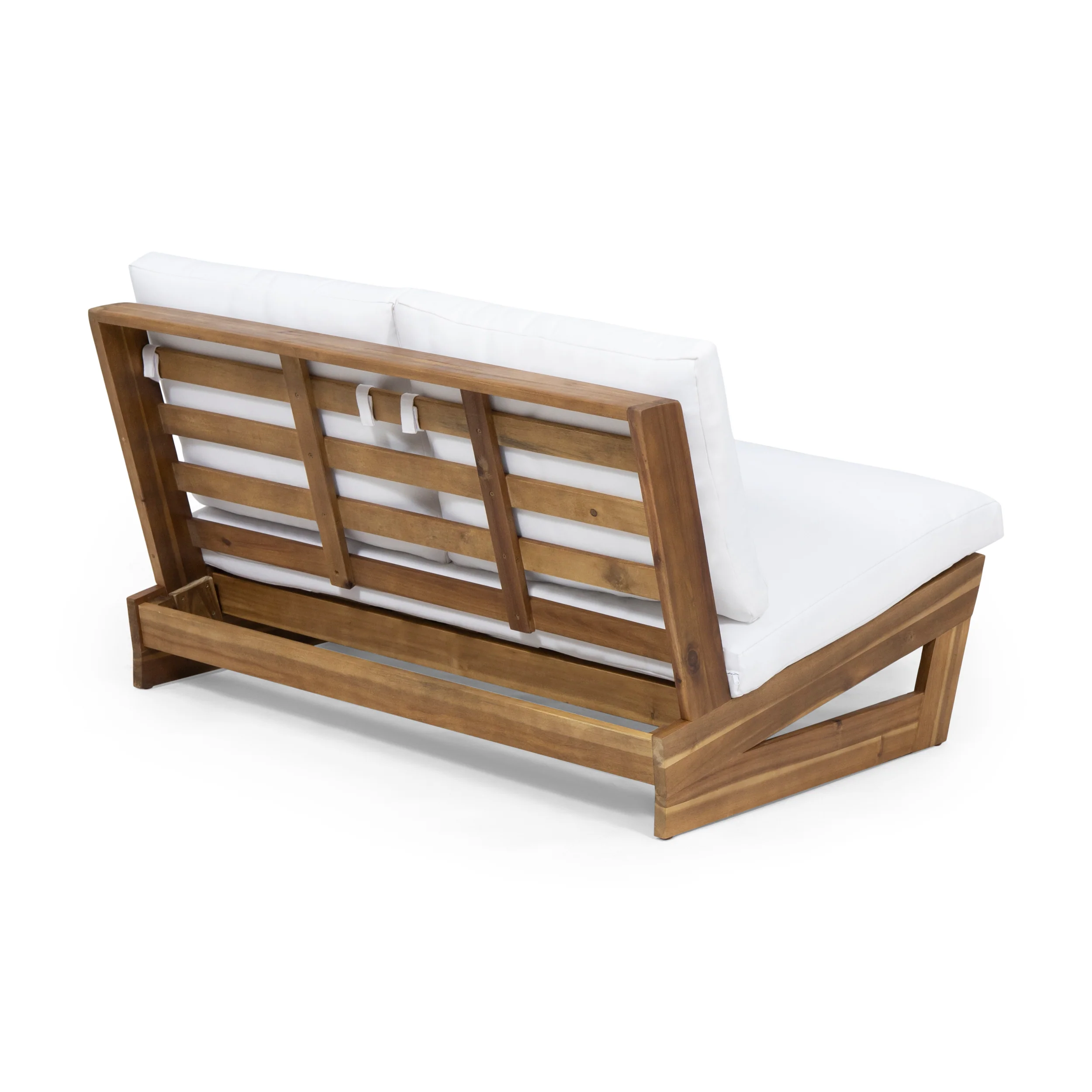 Emma Outdoor Acacia Wood Loveseat with Cushions - furnishings