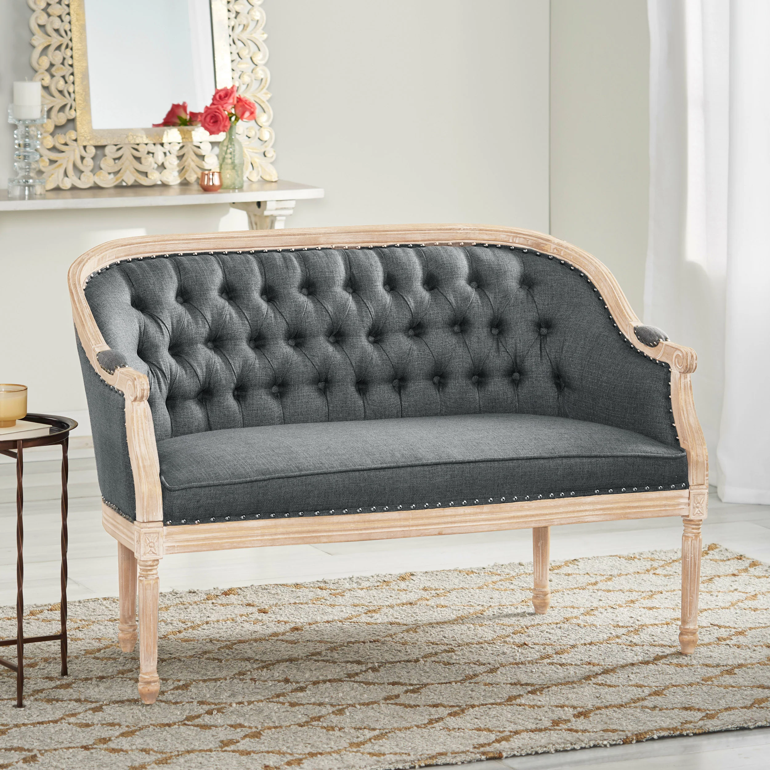 Megan Traditional Tufted Upholstered Loveseat - furnishings