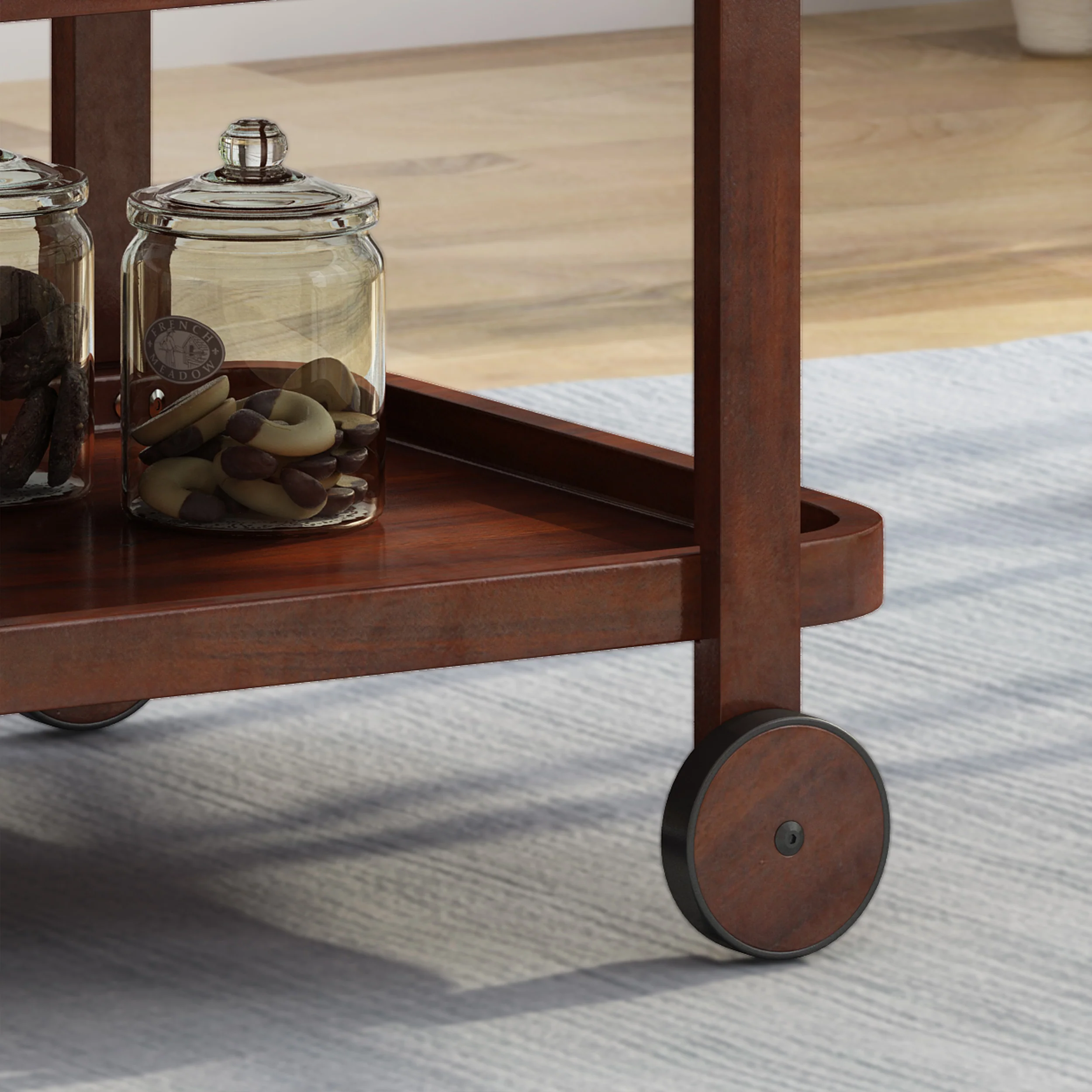 Bartlet Indoor/Outdoor Acacia Wood 3 Tiered Bar Cart, Brown Mahogany - furnishings